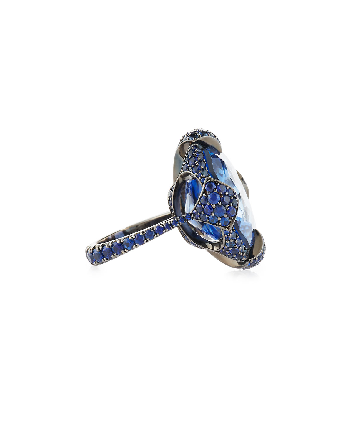 Sapphire & 18K Blackened Gold Ring