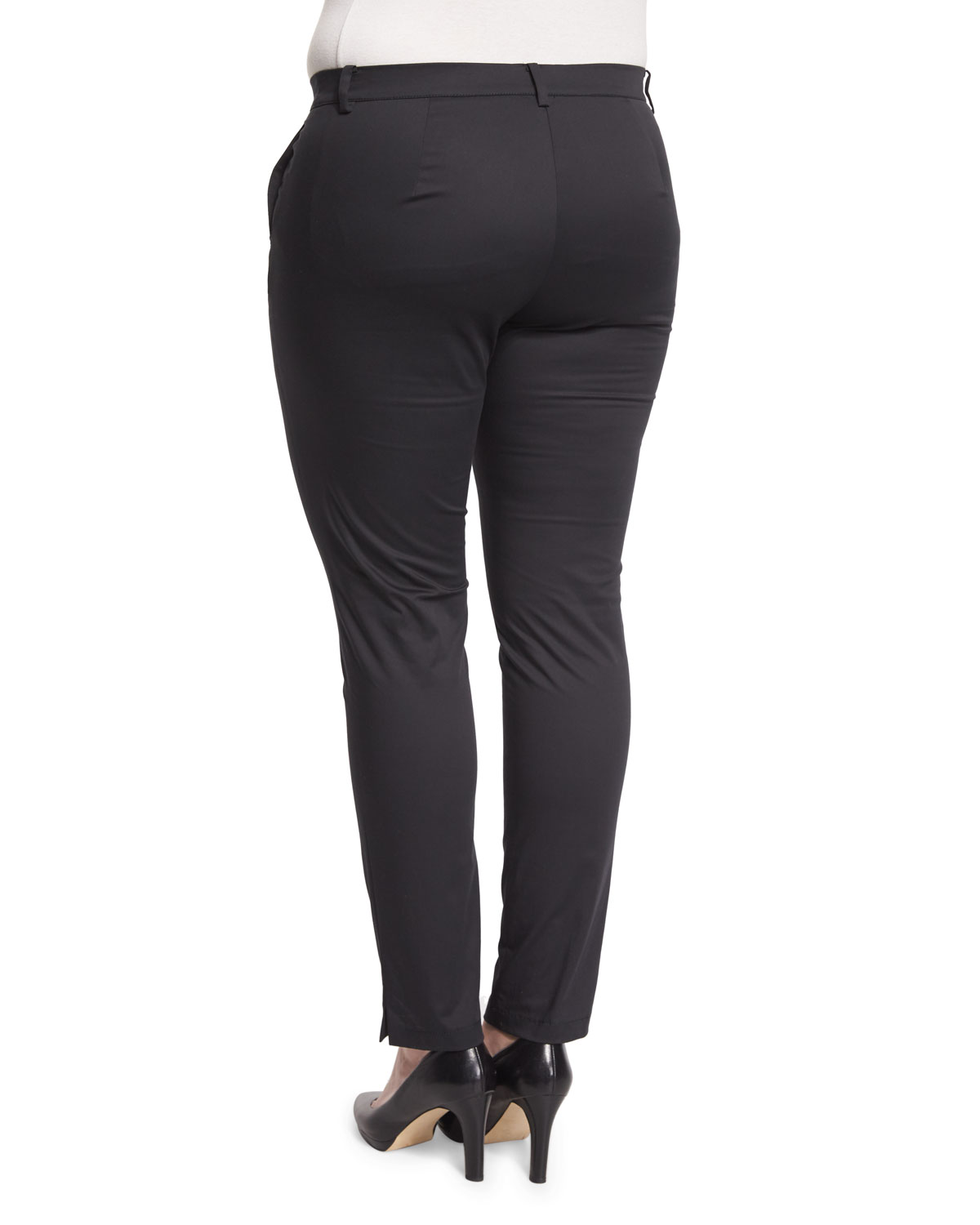 Renzo Low-Rise Super Slim Pants, Black, Plus Size 