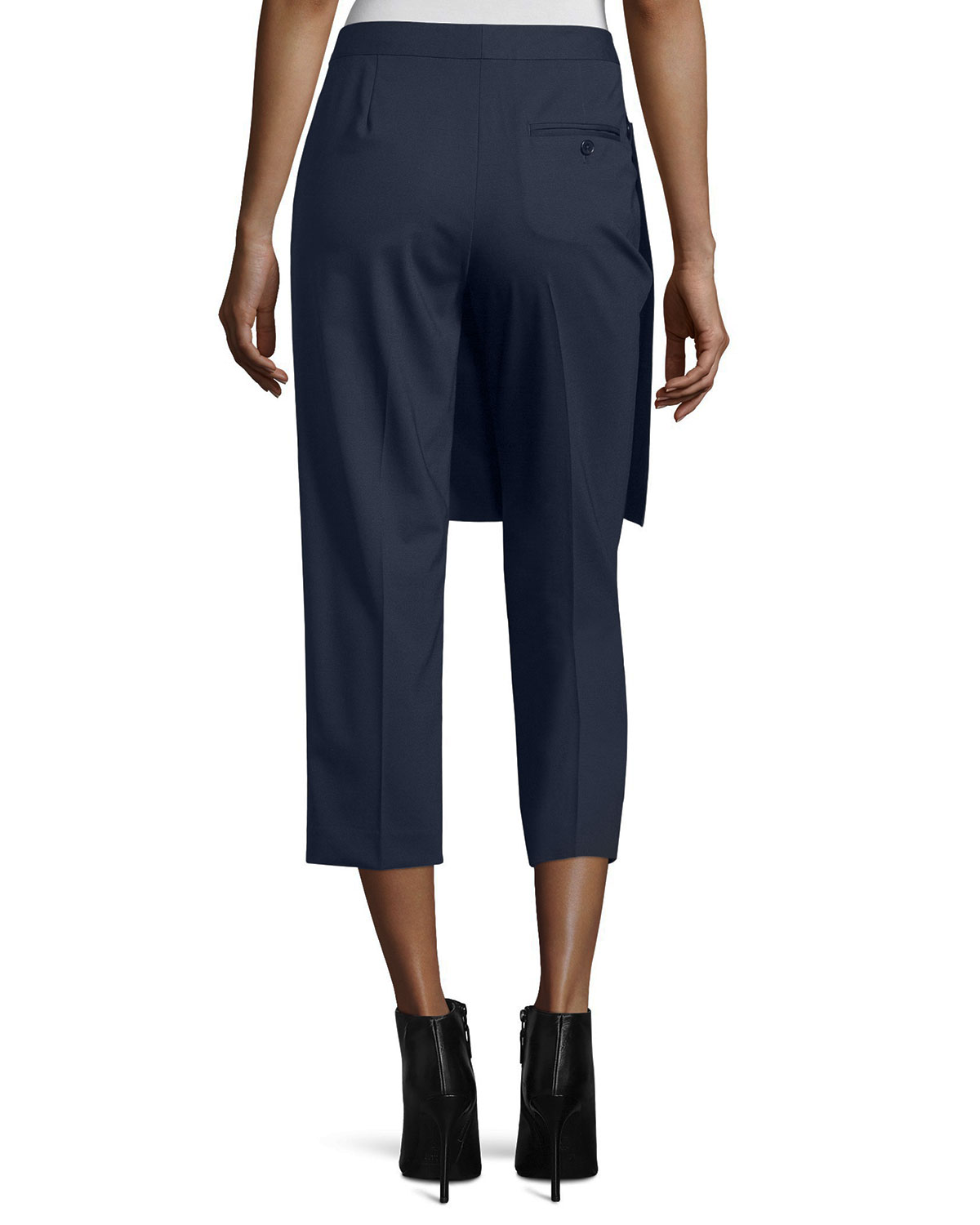 Cropped Apron-Front Pants, Navy