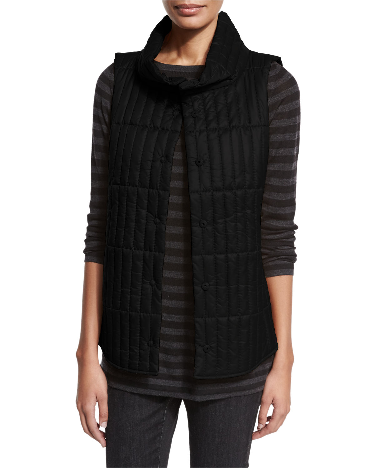 Quilted Stand-Collar Vest