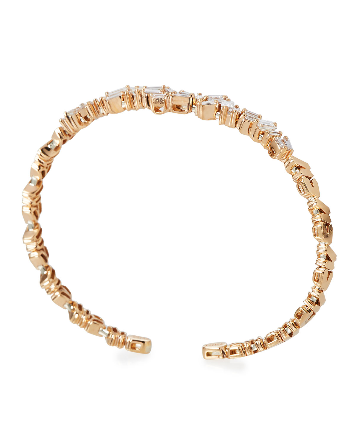 Tilted Baguette Diamond Bangle in 18K Rose Gold