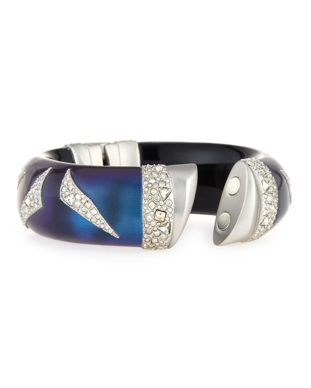 Crystal-Encrusted Origami Cuff Bracelet, Blue