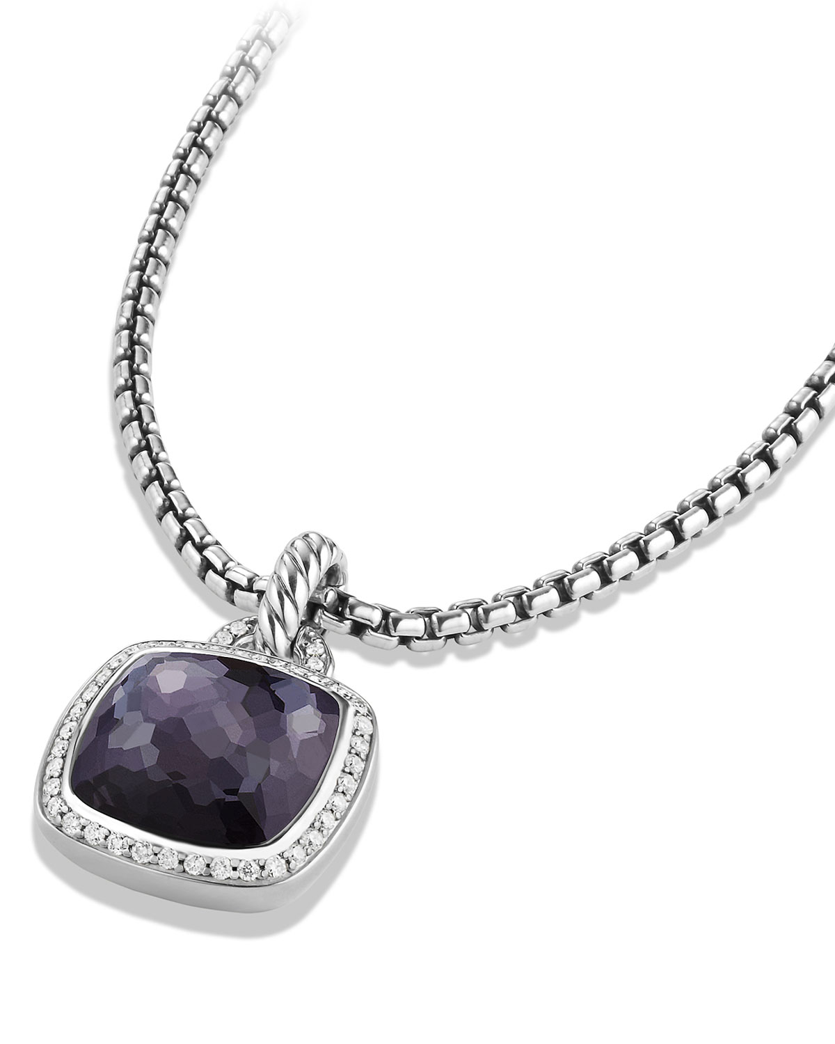 Albion Pendant with Black Orchid and Diamonds