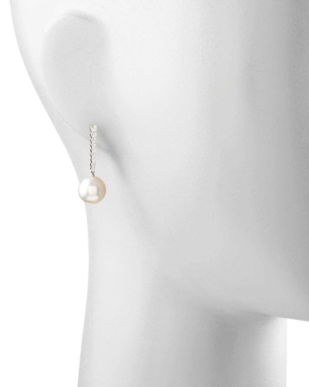 White South Sea Pearl & Diamond Bar Drop Earrings