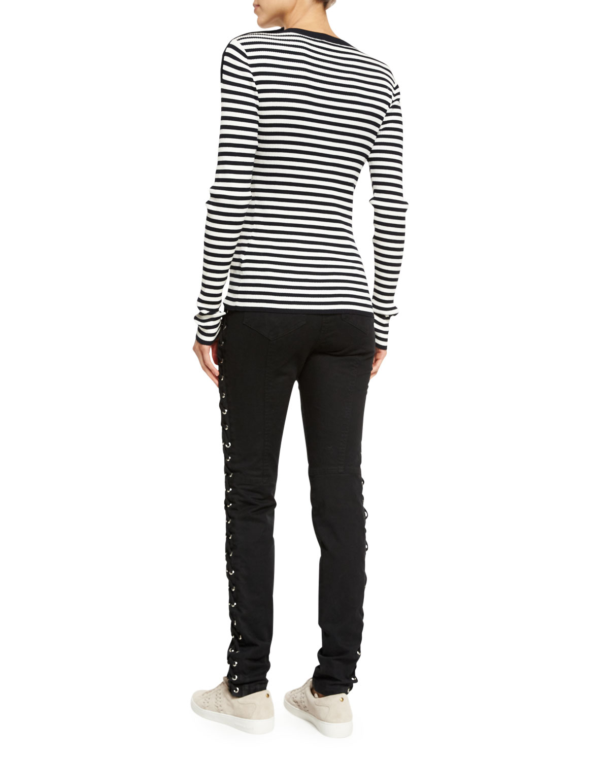 Dent Laced Skinny Jeans, Black