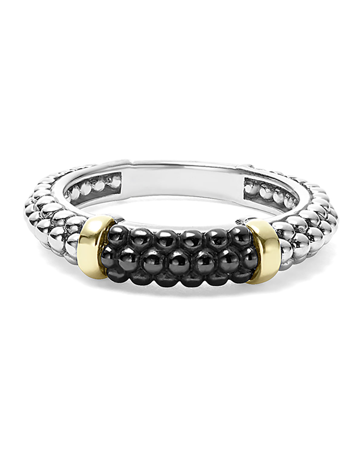 Caviar Ceramic Stacking Ring, Black