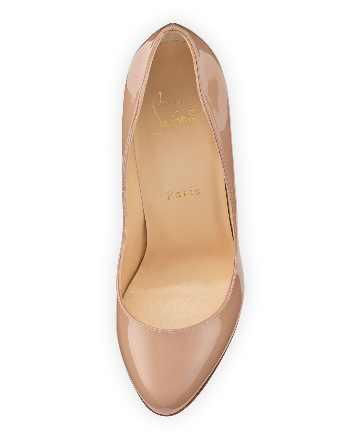 Merci Allen Patent 100mm Red Sole Pump, Nude