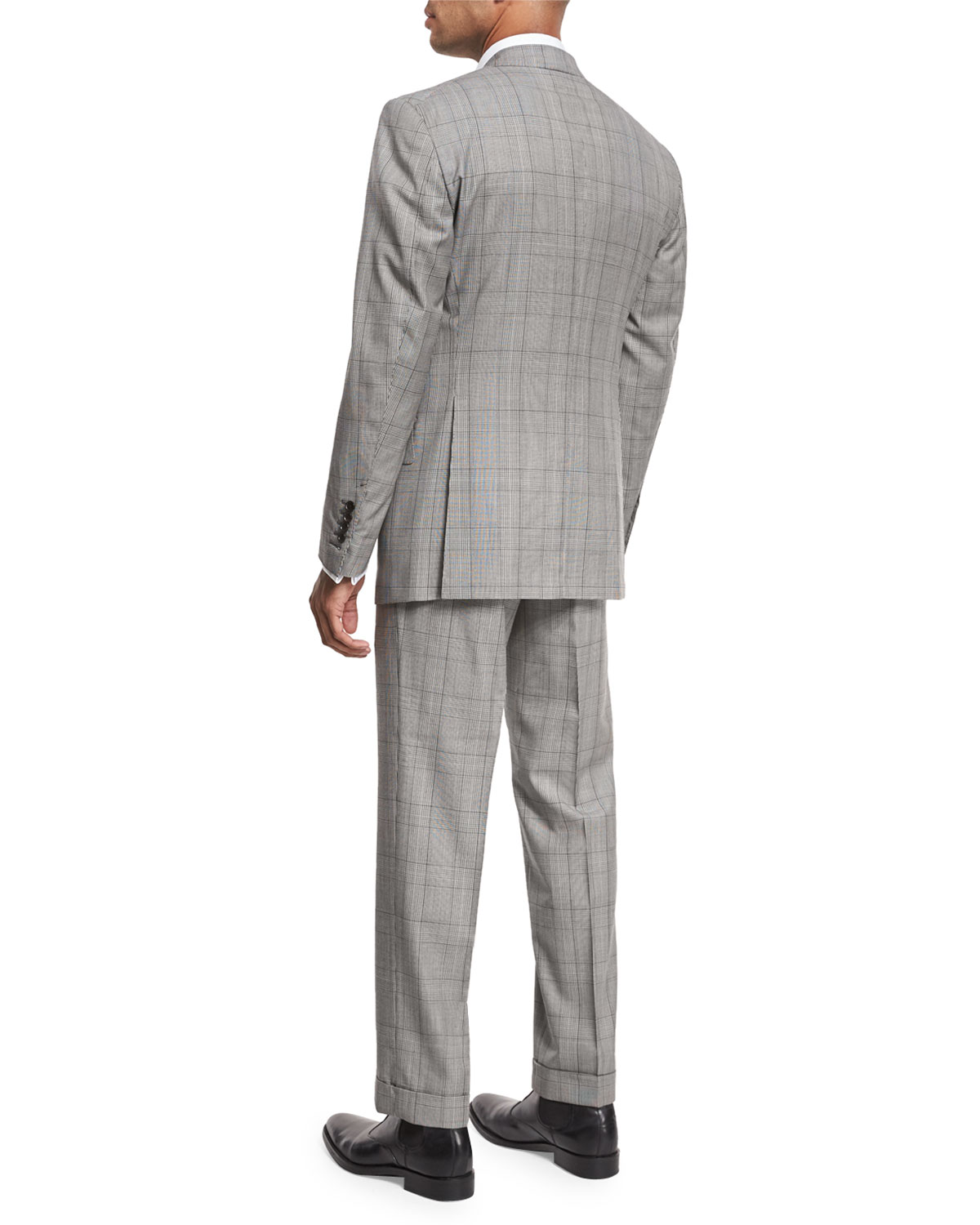 Windsor Base Plaid Two-Piece Suit, Black/White