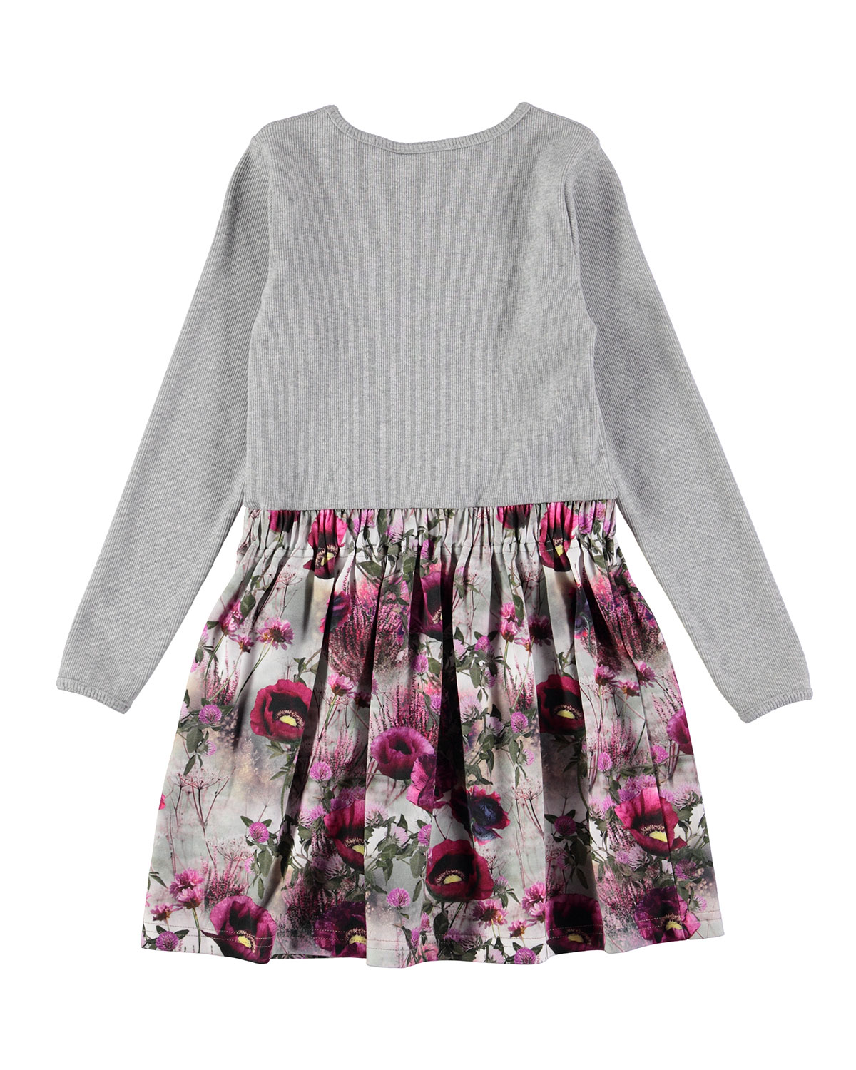 Credence Solid & Floral Dress, Gray/Pink, Size 2-12