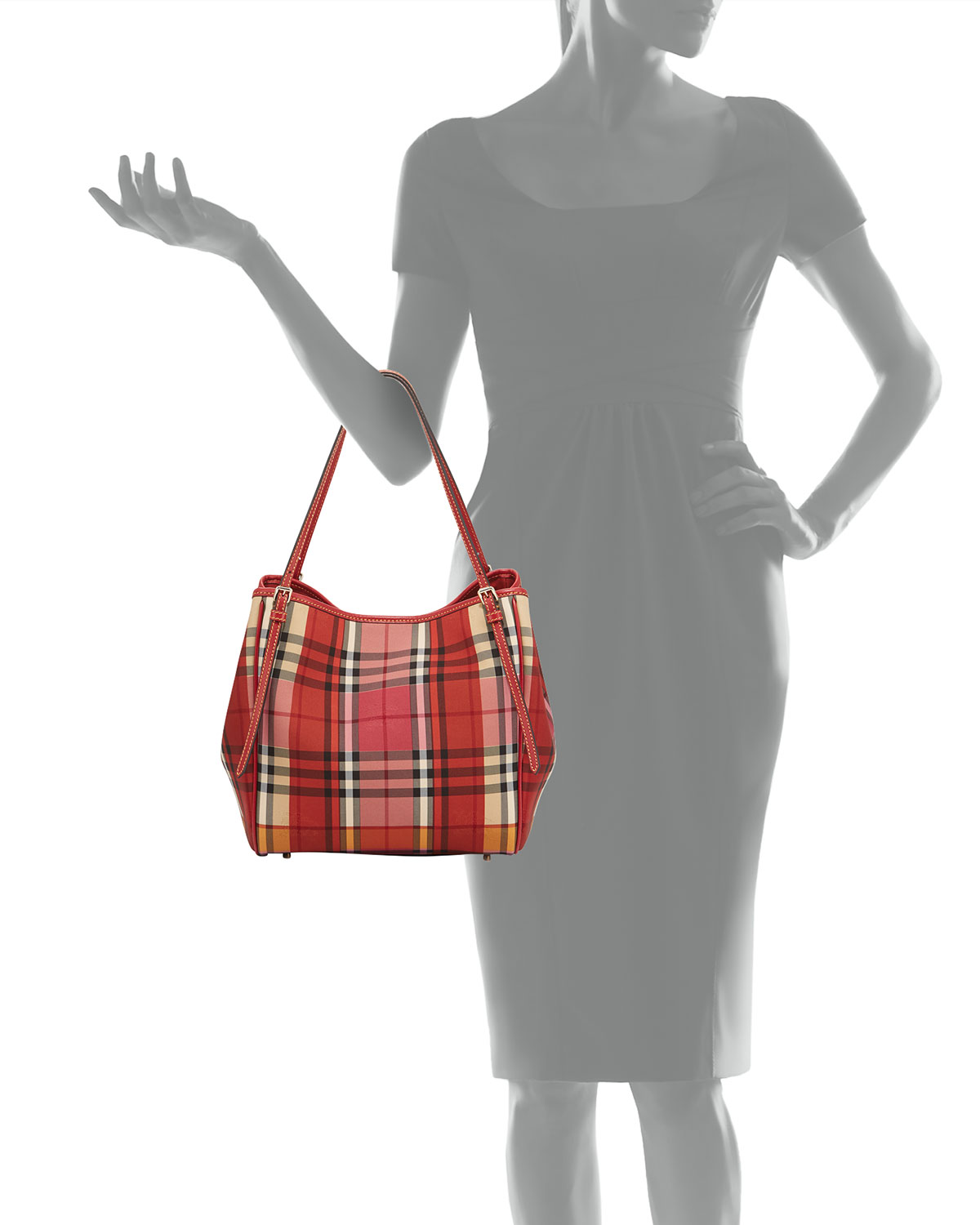 Canterbury Small Horseferry Check Tote Bag, Parade Red