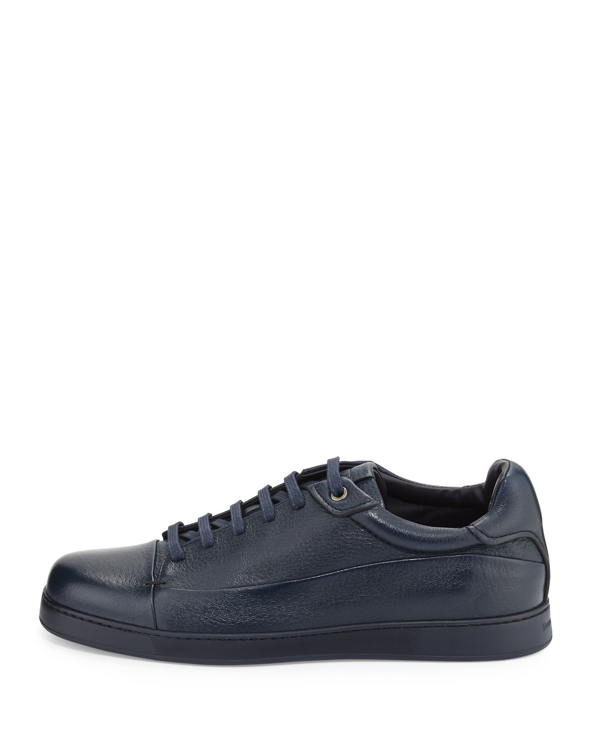 Leather Low-Top Sneaker, Navy