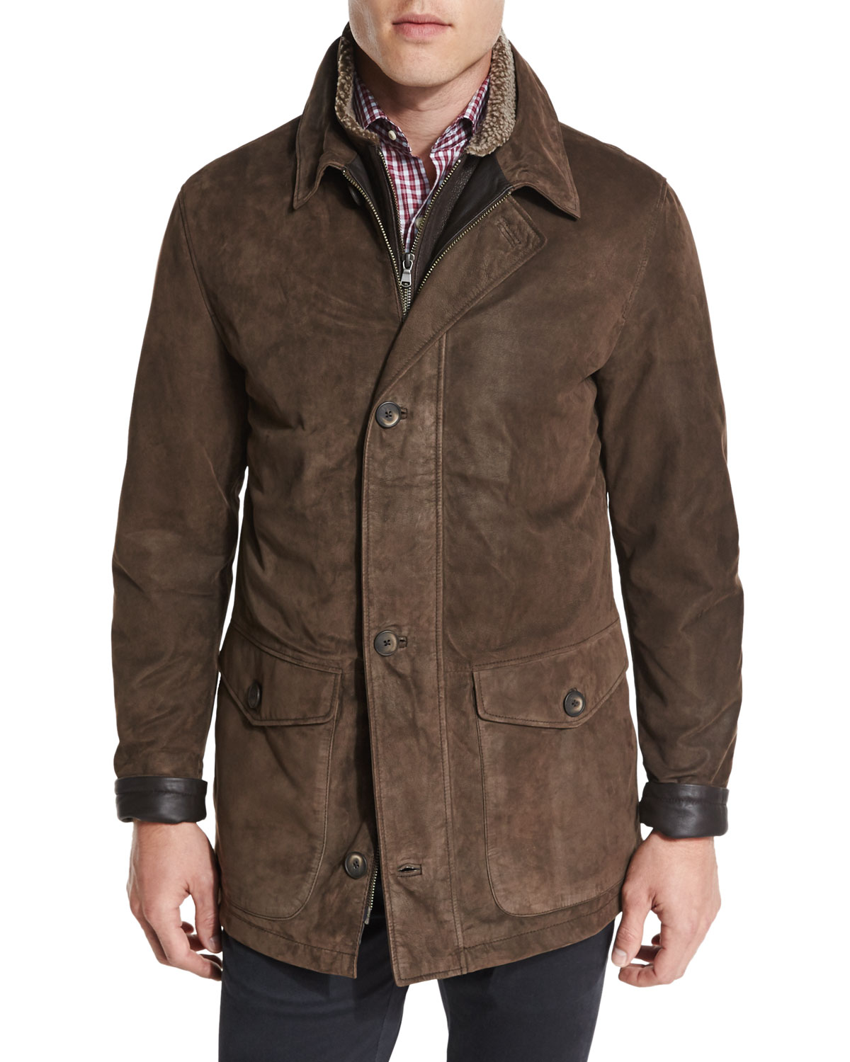 Steamboat Leather Jacket with Fur Lining