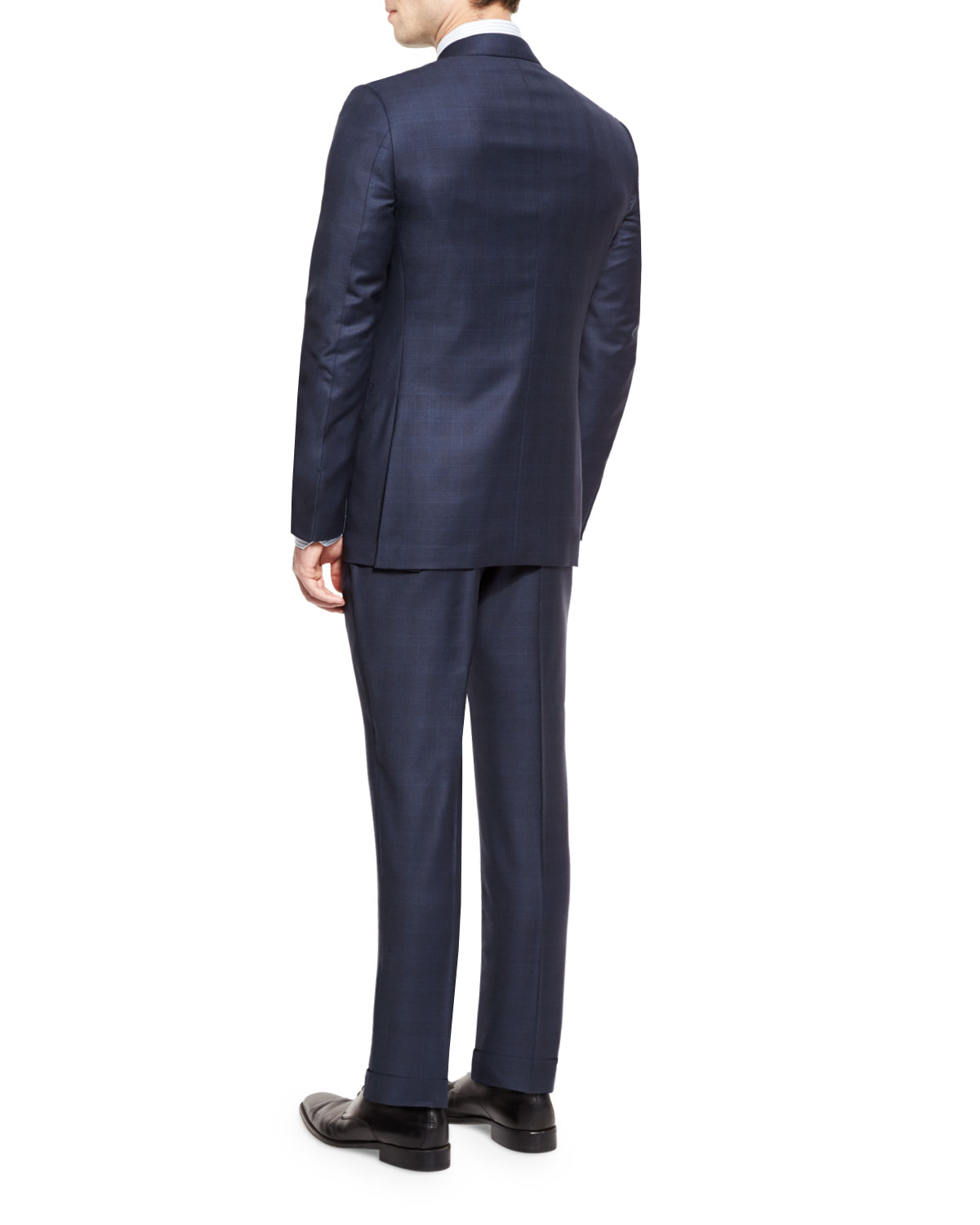 Trofeo Wool Tonal Plaid Two-Piece Suit, Navy