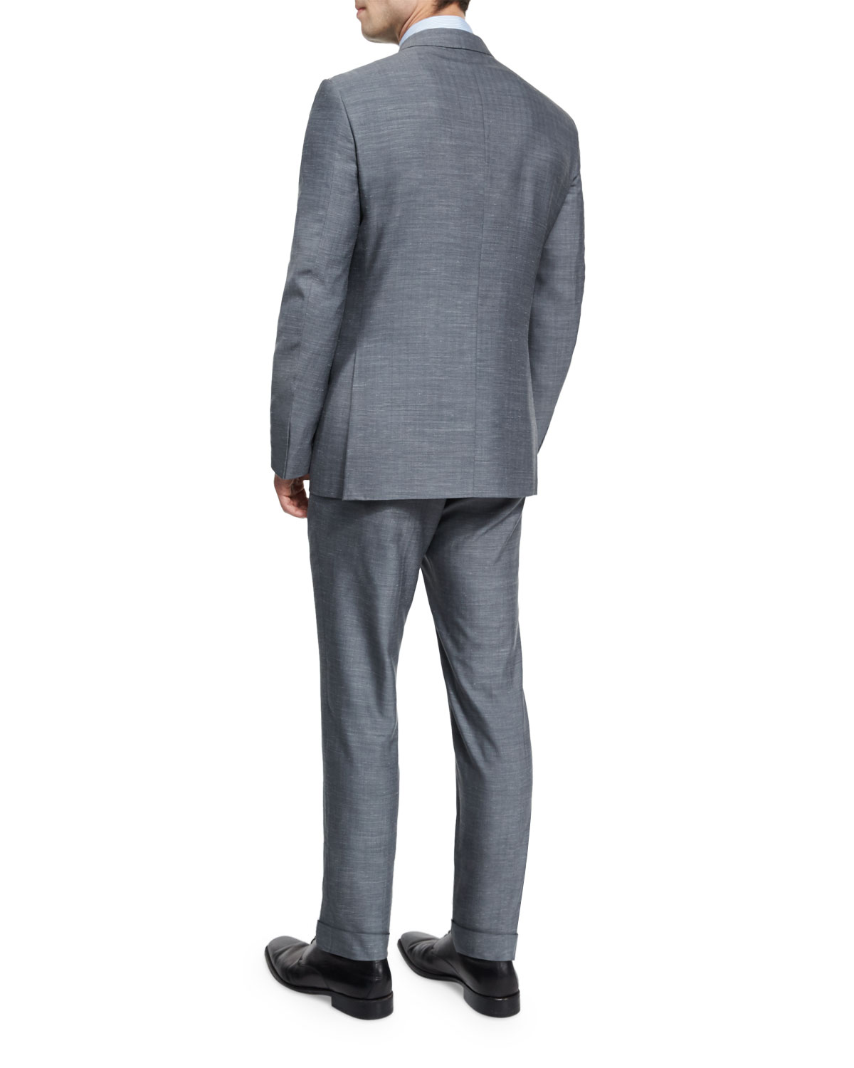 Milano Easy Herringbone Two-Piece Suit, Gray