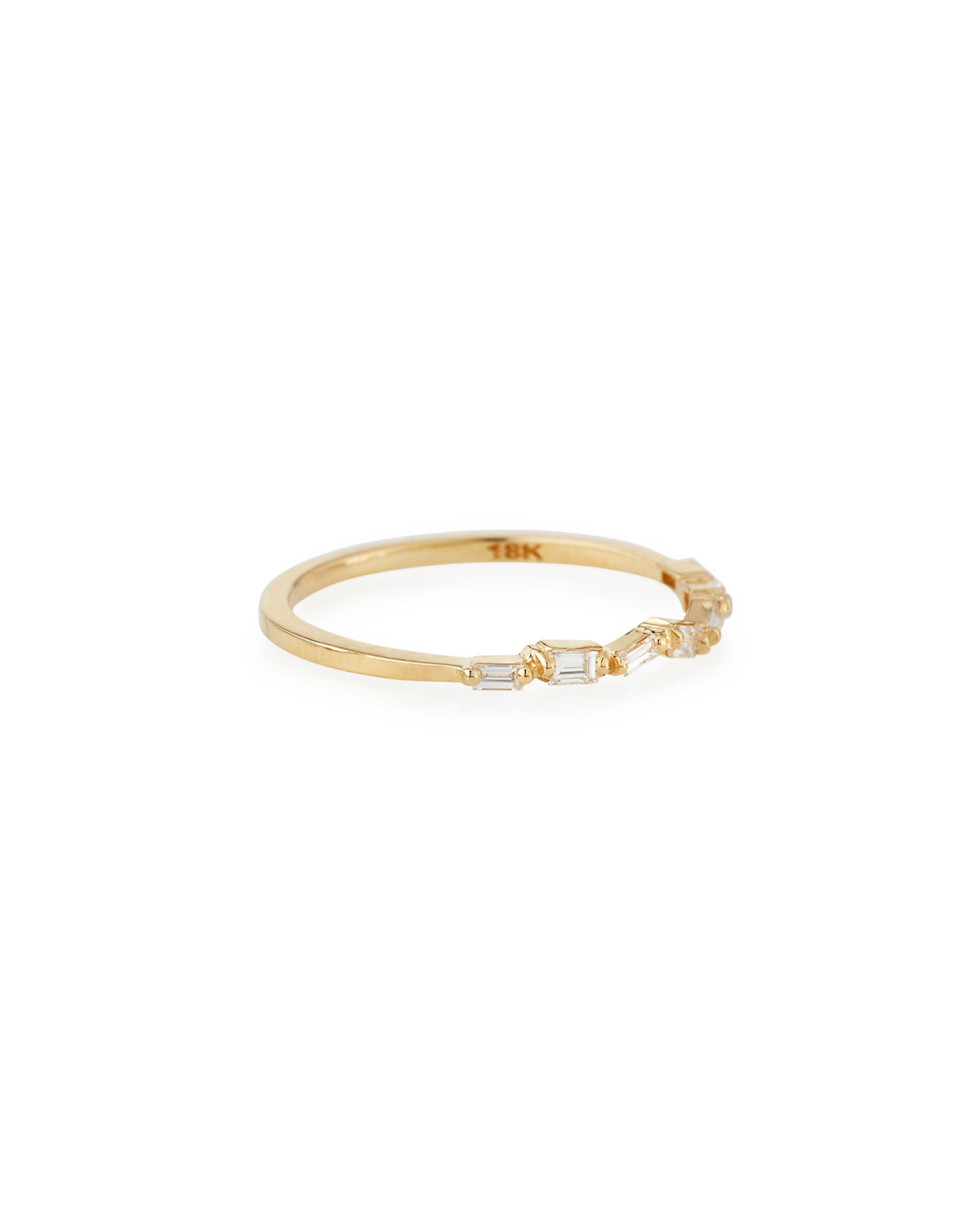 Fireworks Thin Baguette Band Ring in 18k Yellow Gold, Size 6.5