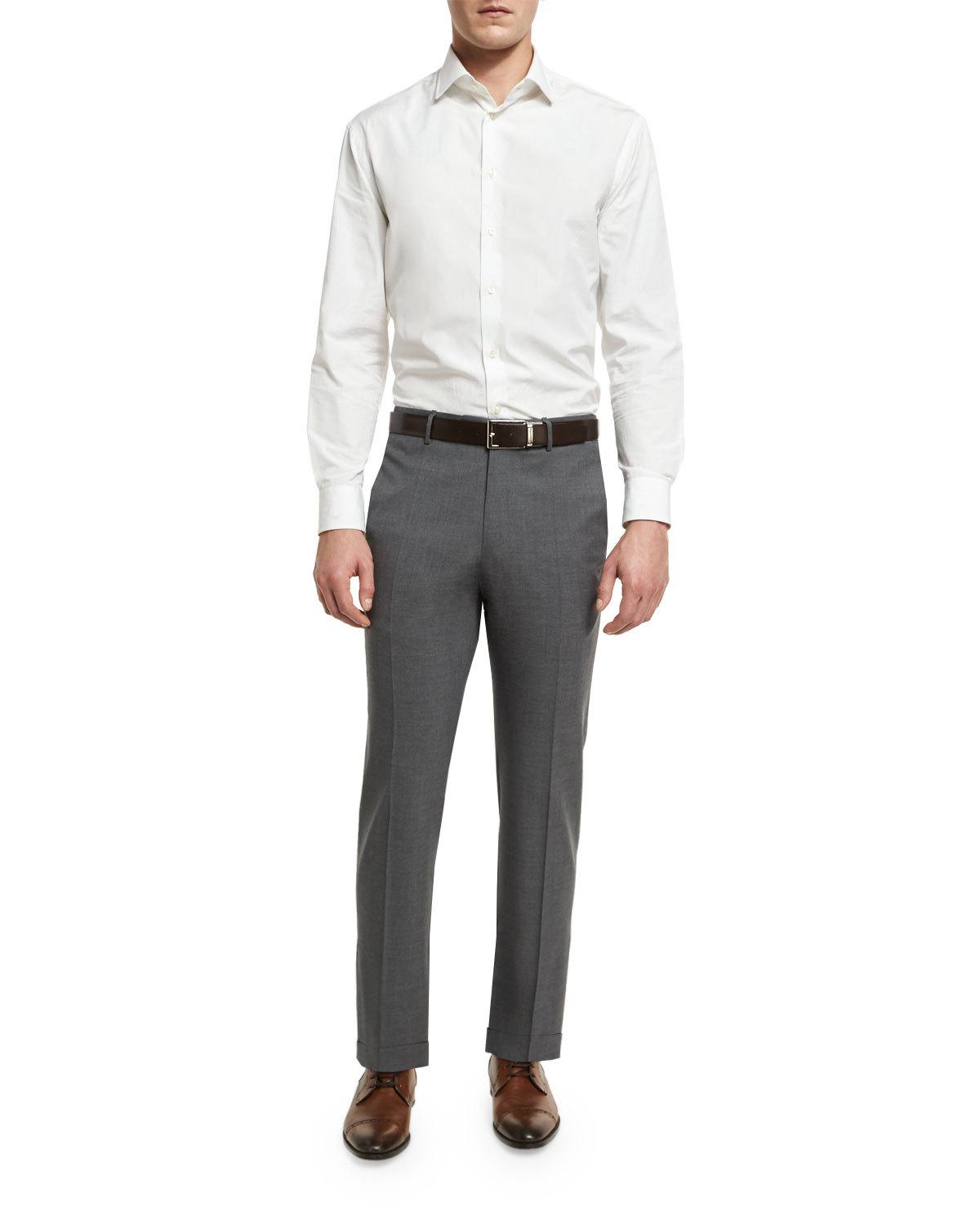 Super 150s Wool Flat-Front Trousers