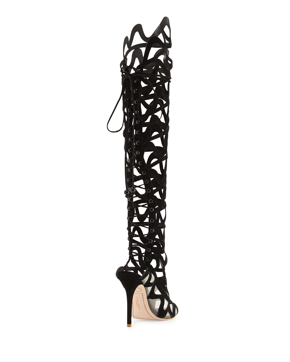 Mila Suede Cutout Over-The-Knee Boot, Black 