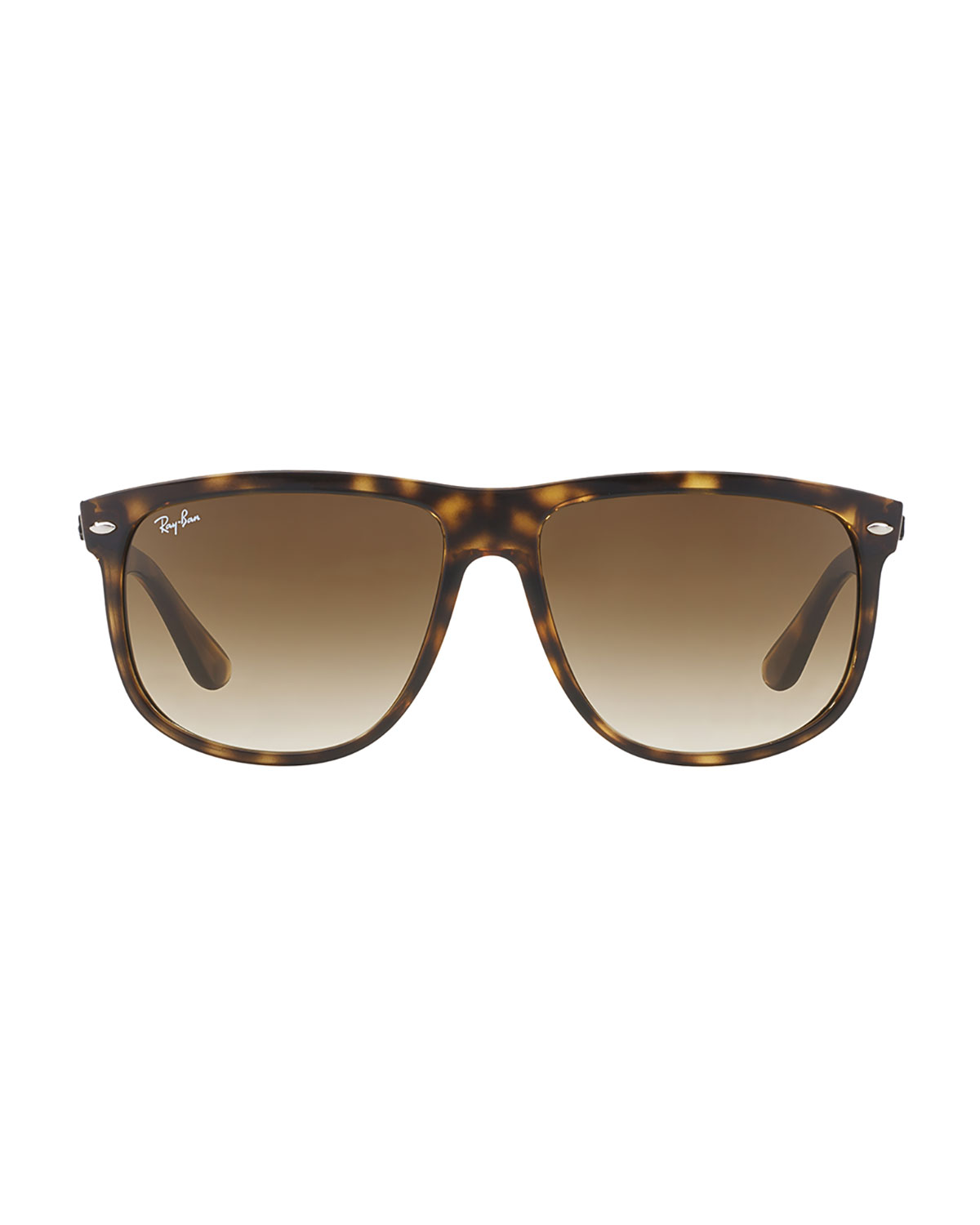 Flat-Top Gradient Boyfriend Sunglasses, Brown Tortoise