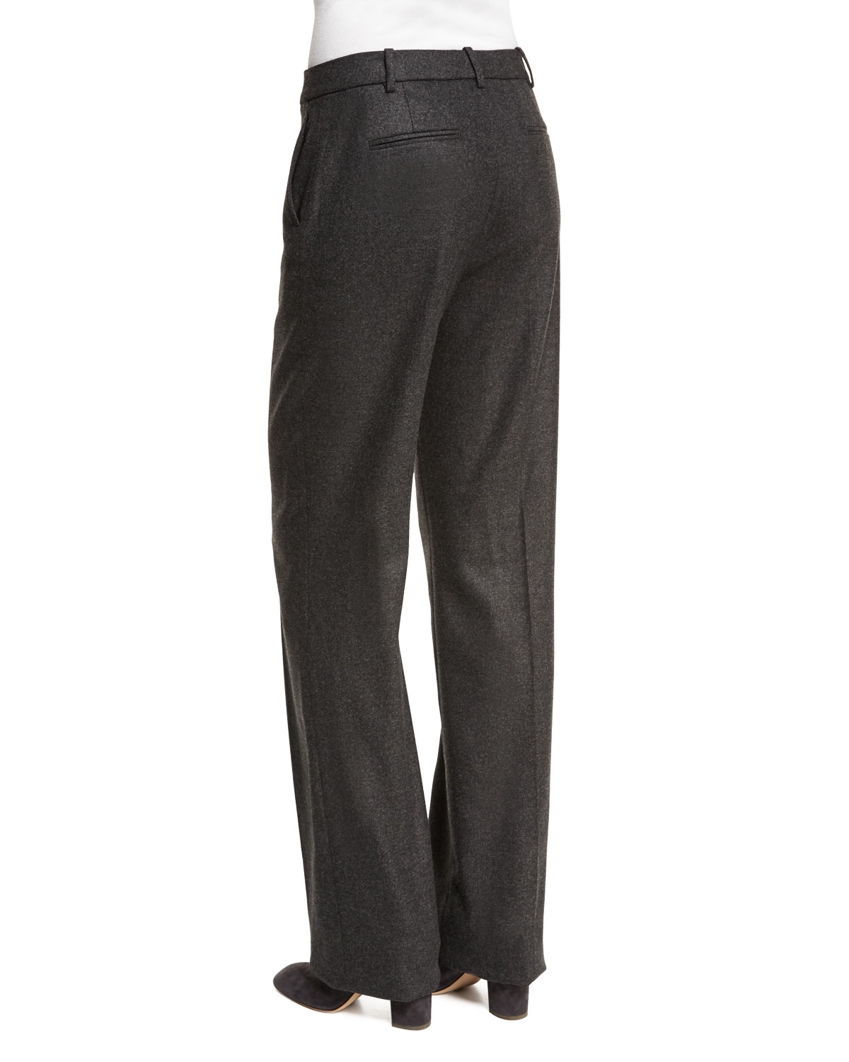 Lawrence Straight-Leg Trousers, Dark Gray Melange