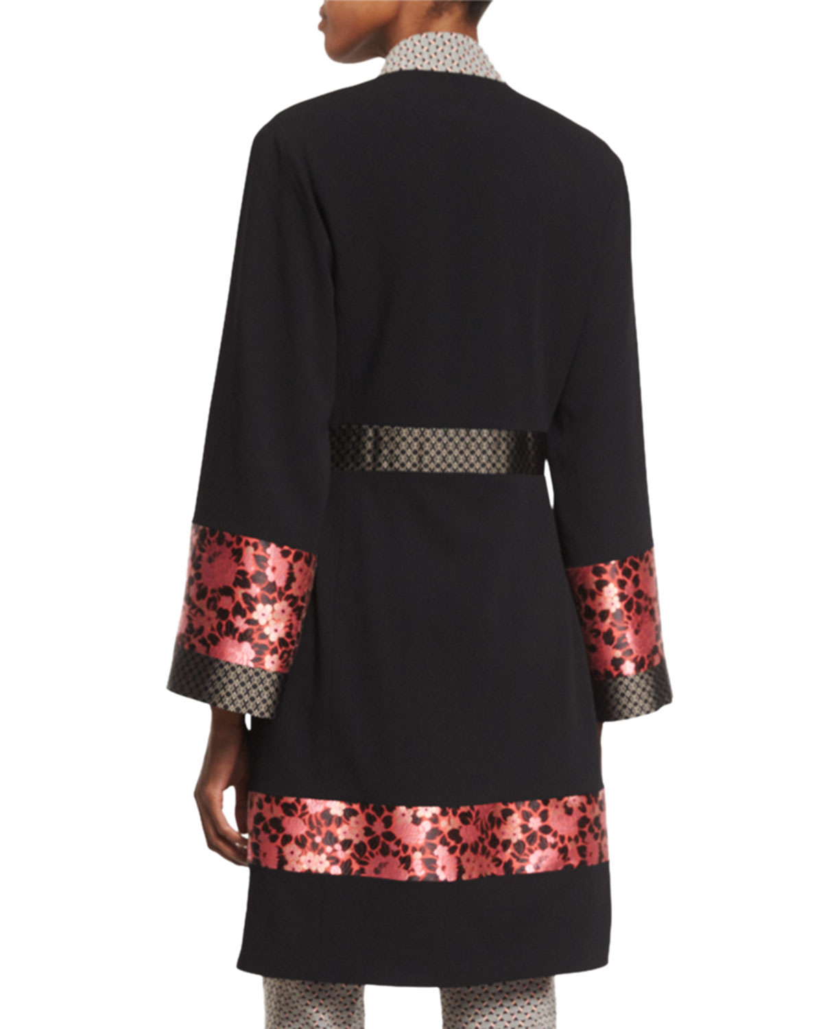 Long-Sleeve Kimono Topper Coat, Black