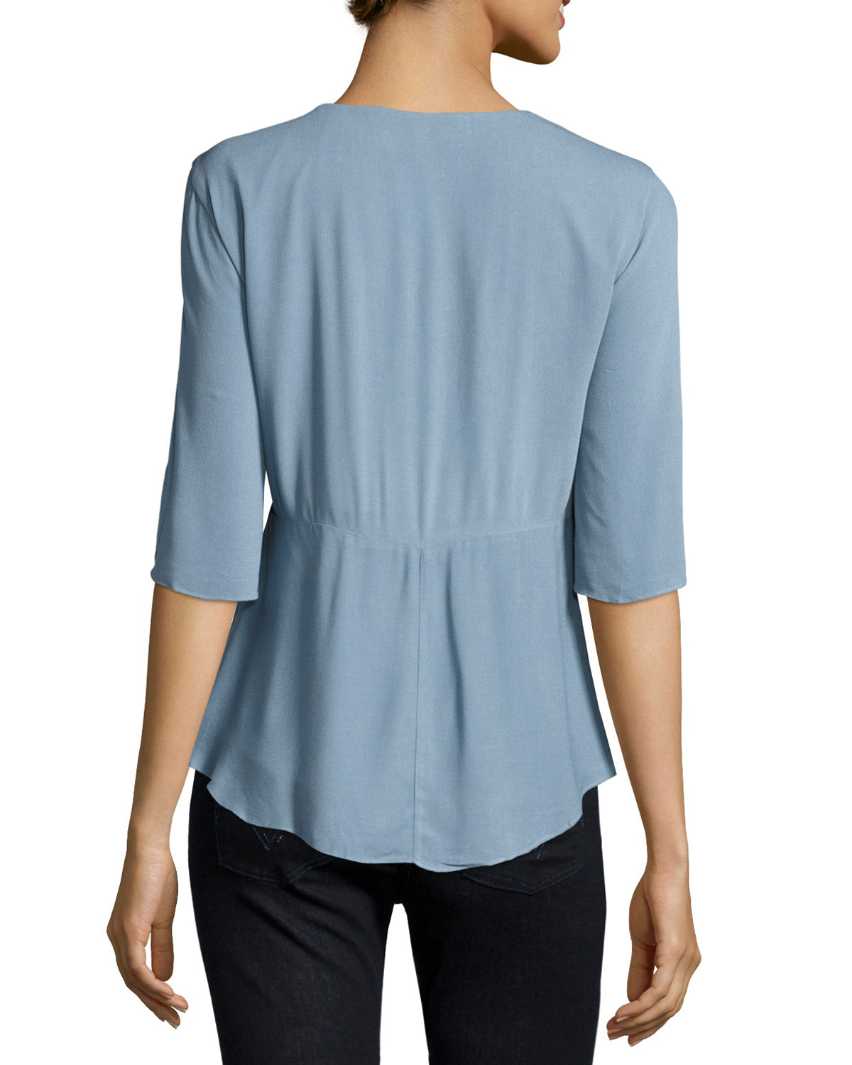 Boulevard Lace-Up Top, Dusty Blue