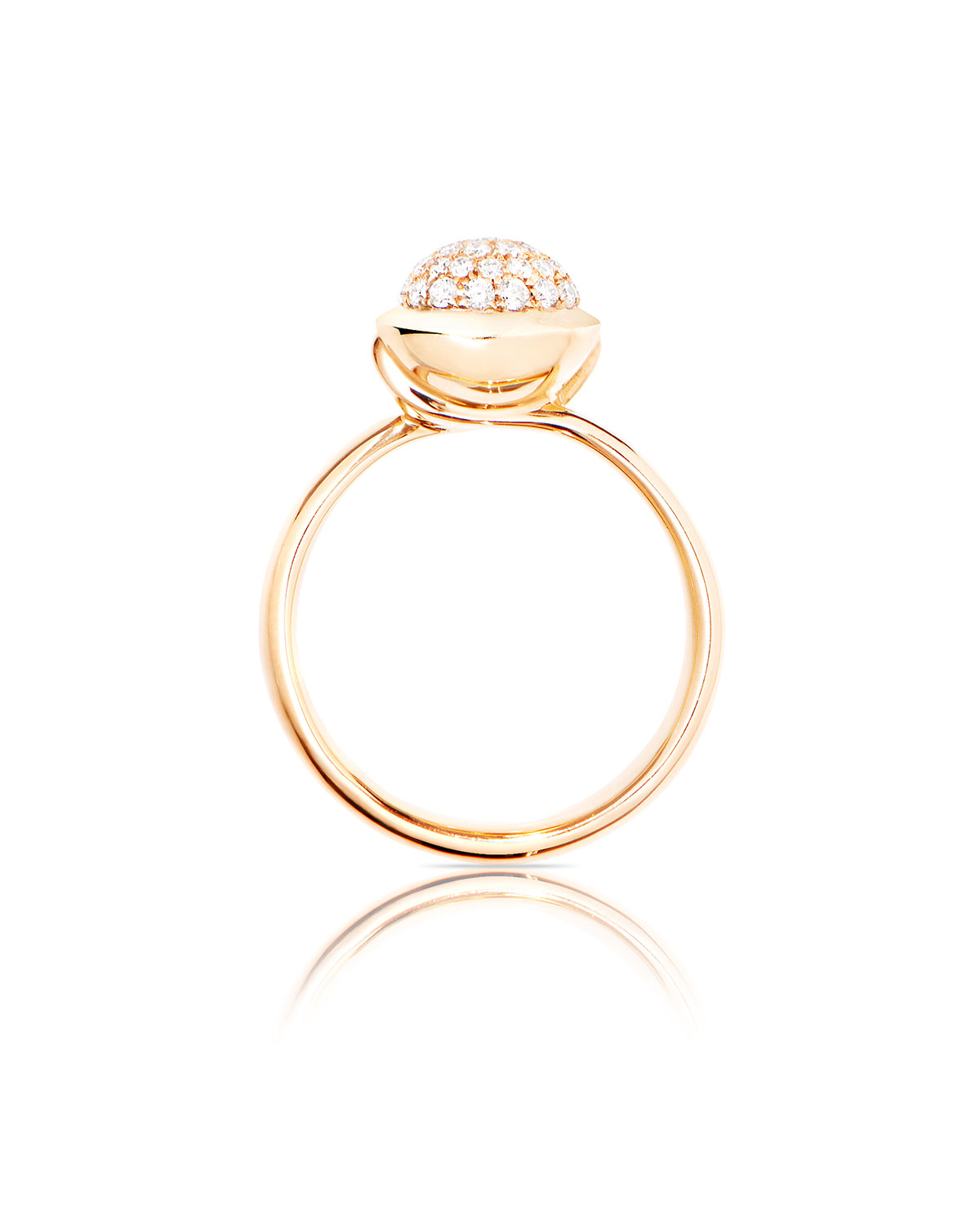 Bouton 18K Rose Gold Pavé Diamond Ring, Size 7/54