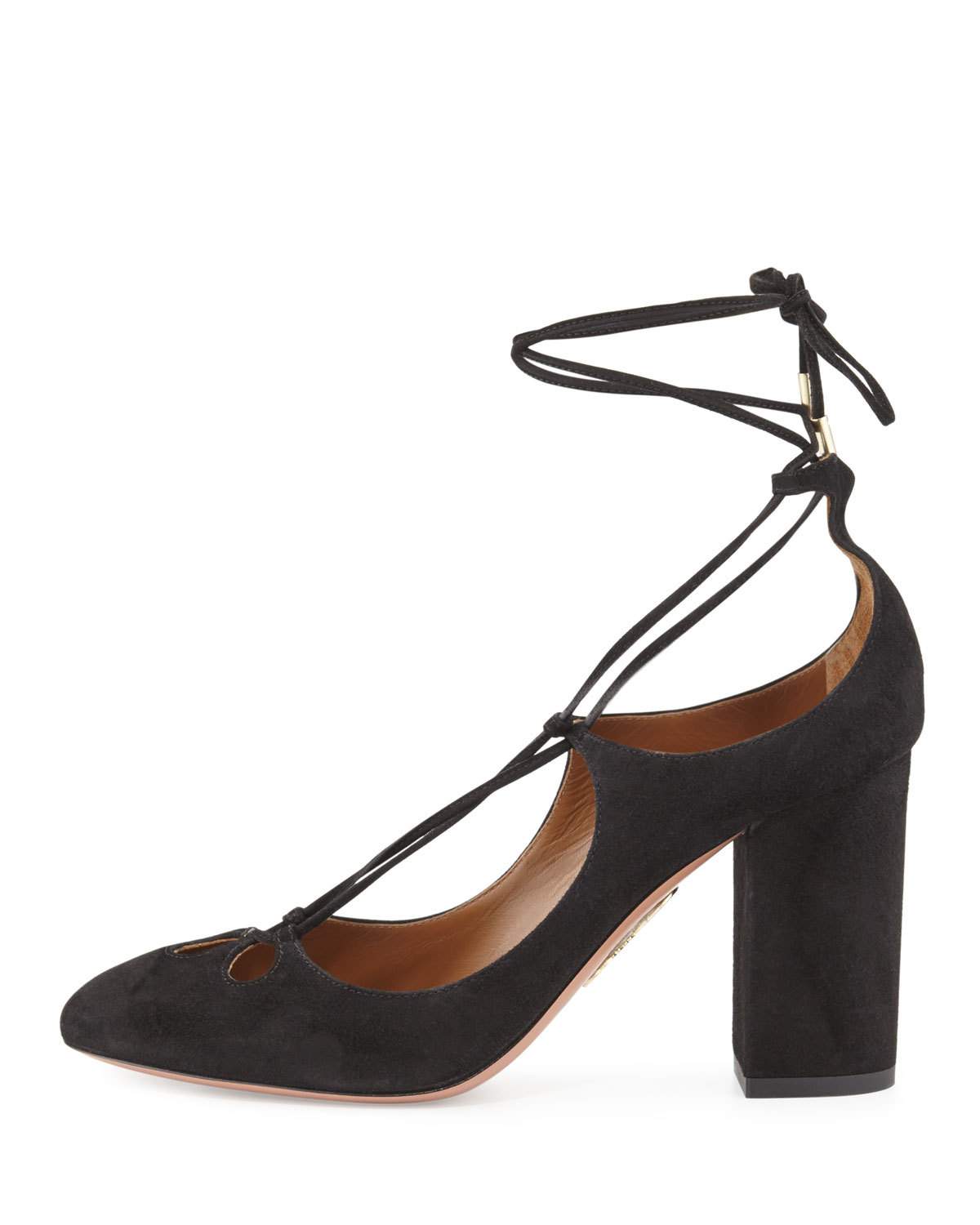 Dancer Suede Lace-Up 85mm Pump, Black