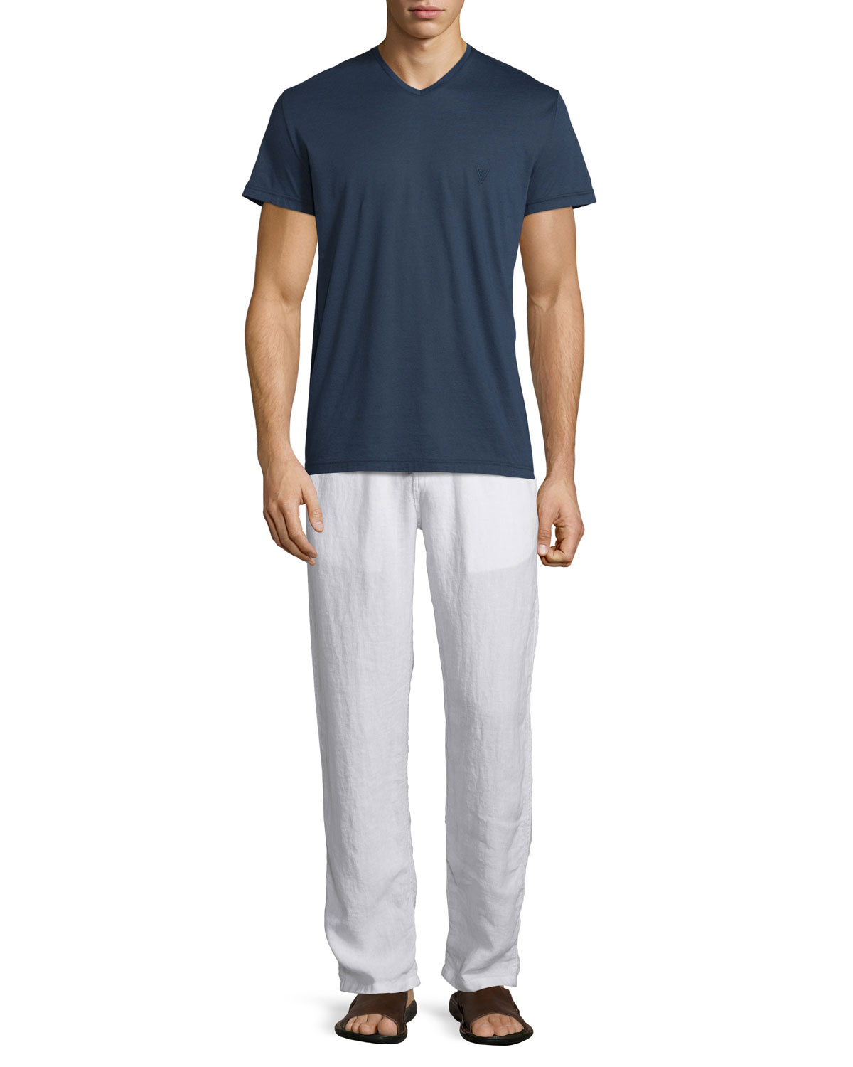 Drawstring Linen Pants, White