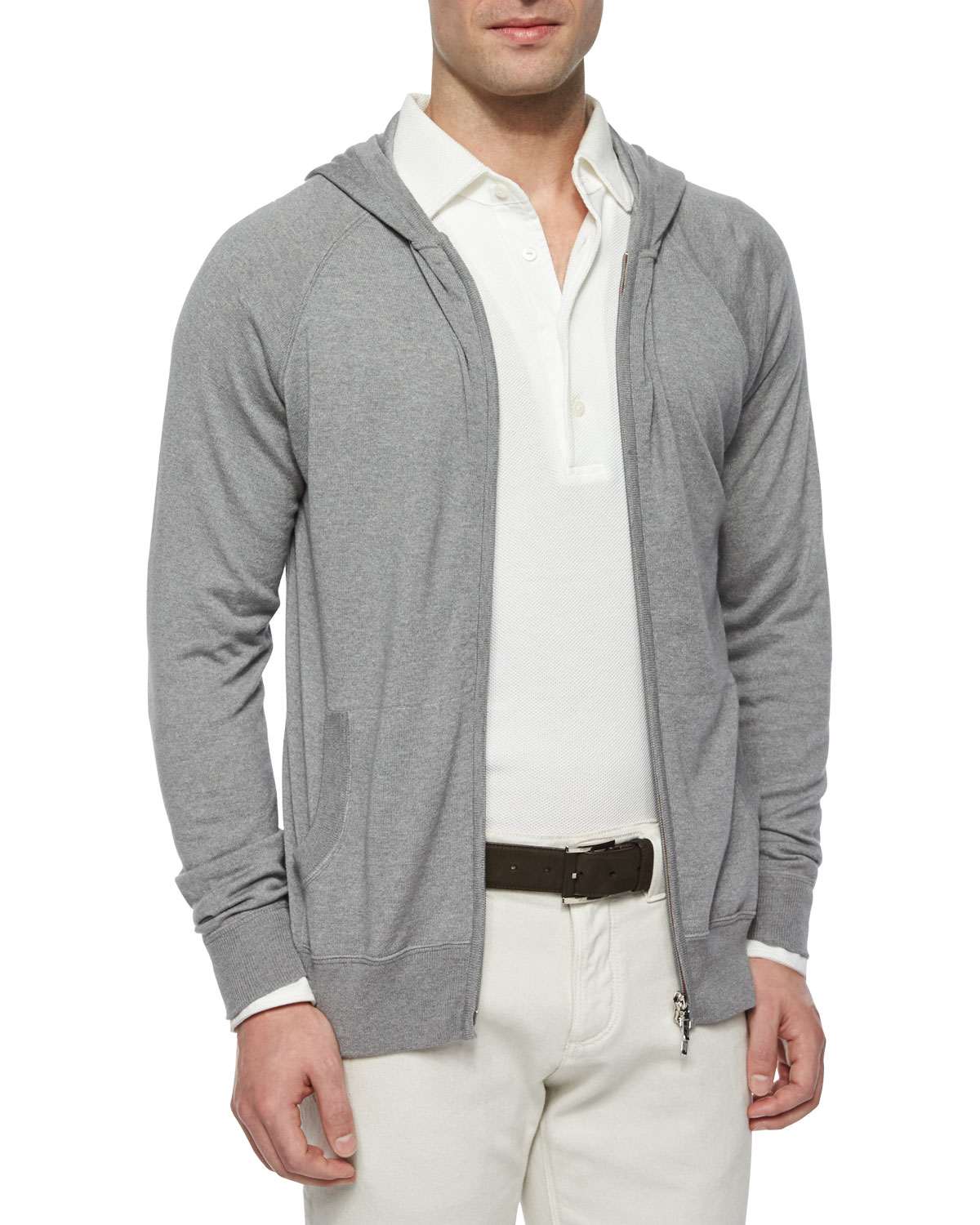 Hooded Full-Zip Bomber Sweater