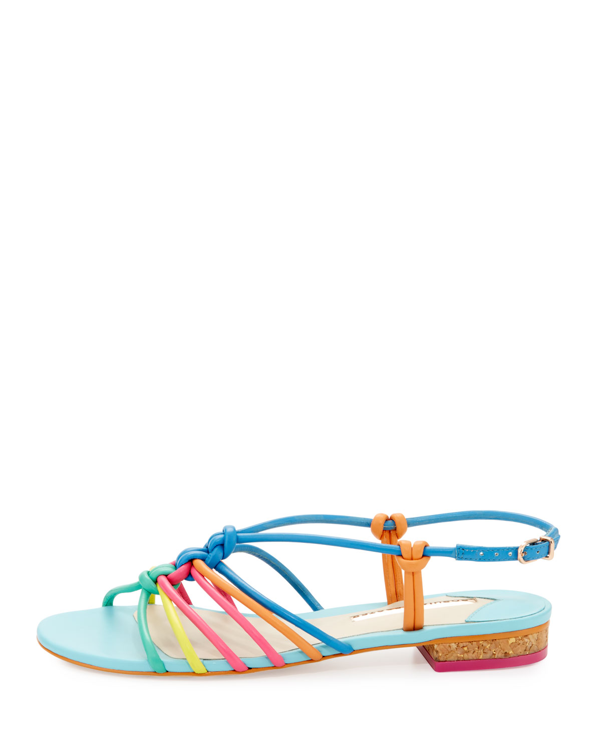 Copacabana Strappy Flat Sandal, Blue/Multi