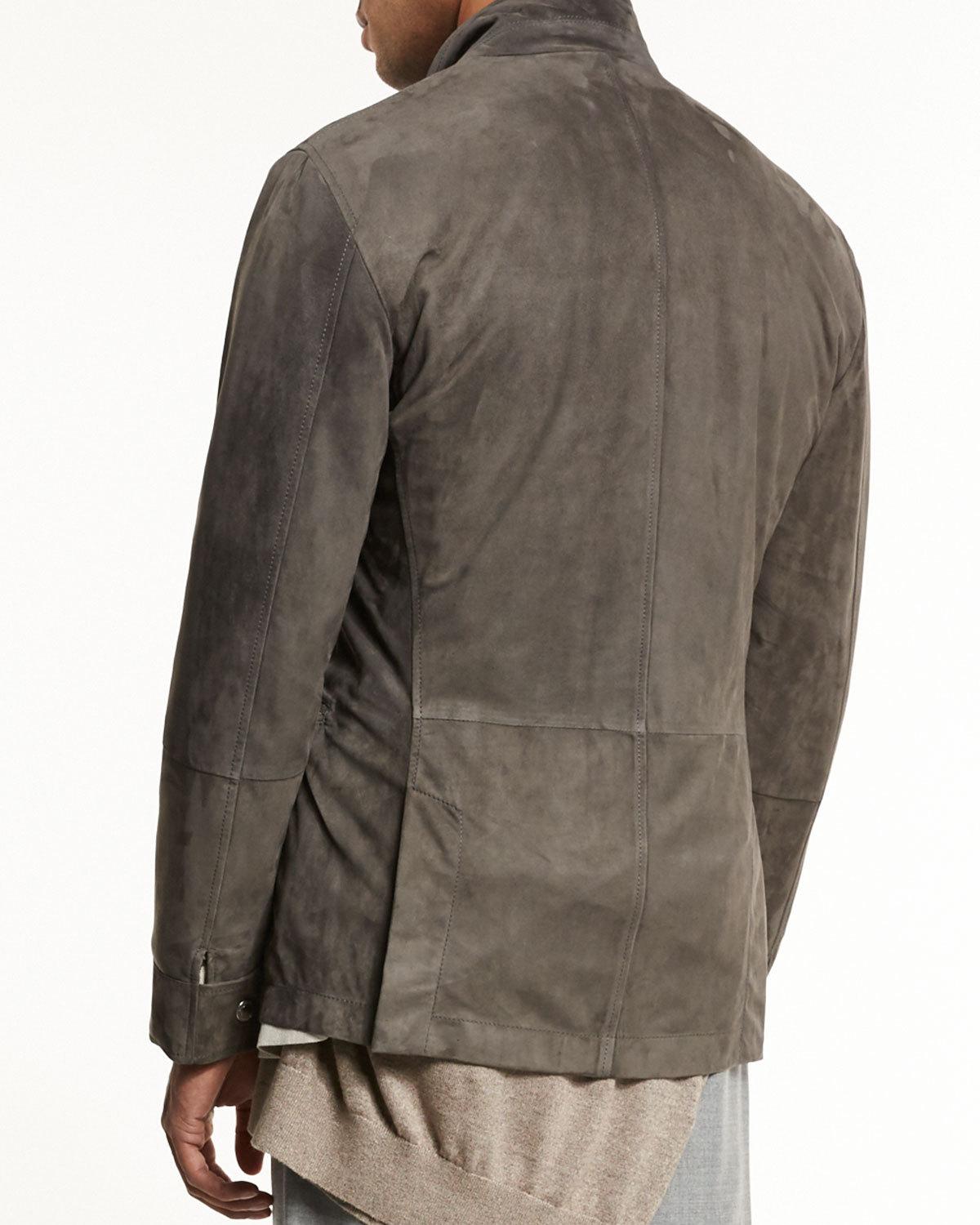 Lamb Suede Sport Jacket, Gray