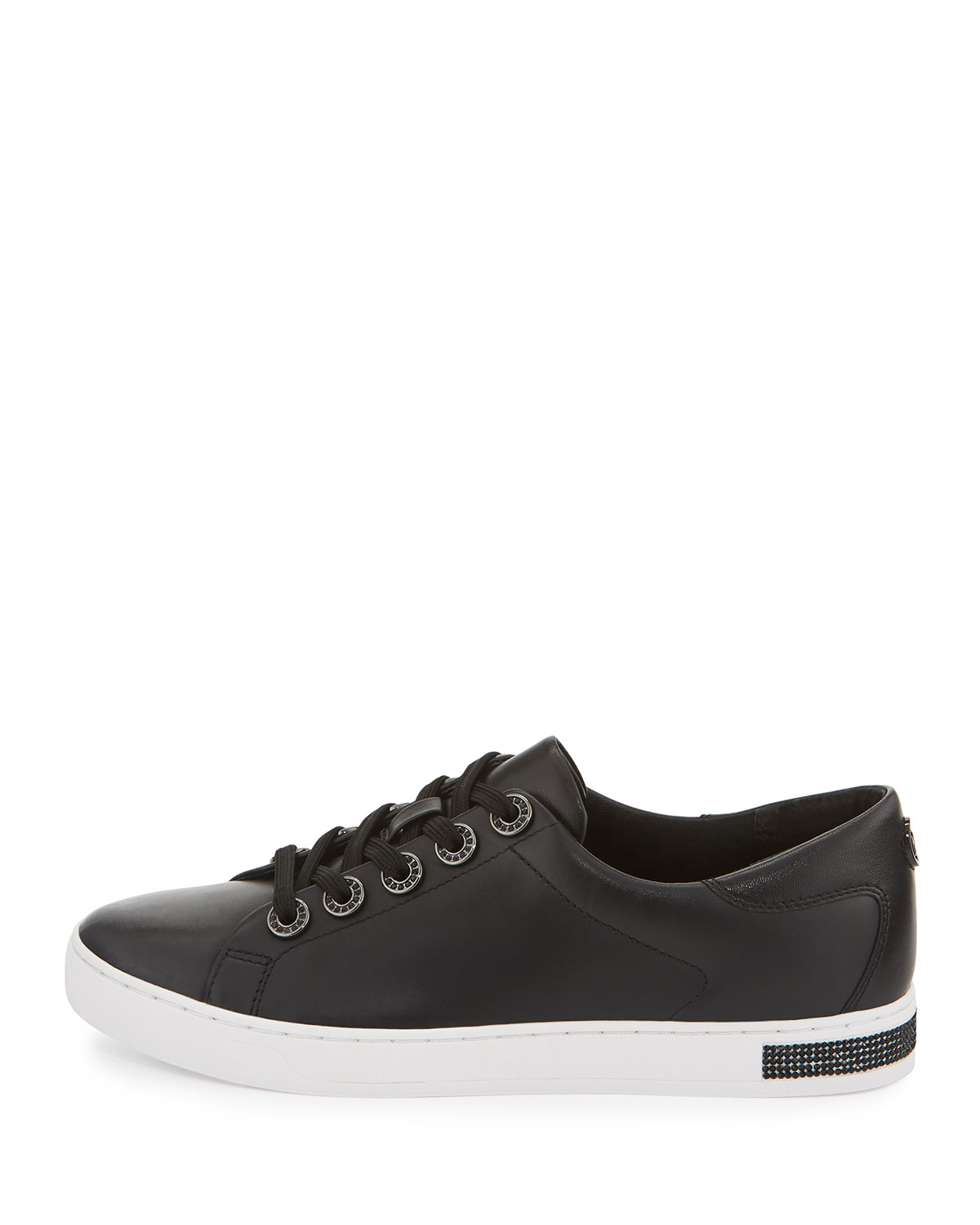 Halle Crystal Leather Sneaker, Black
