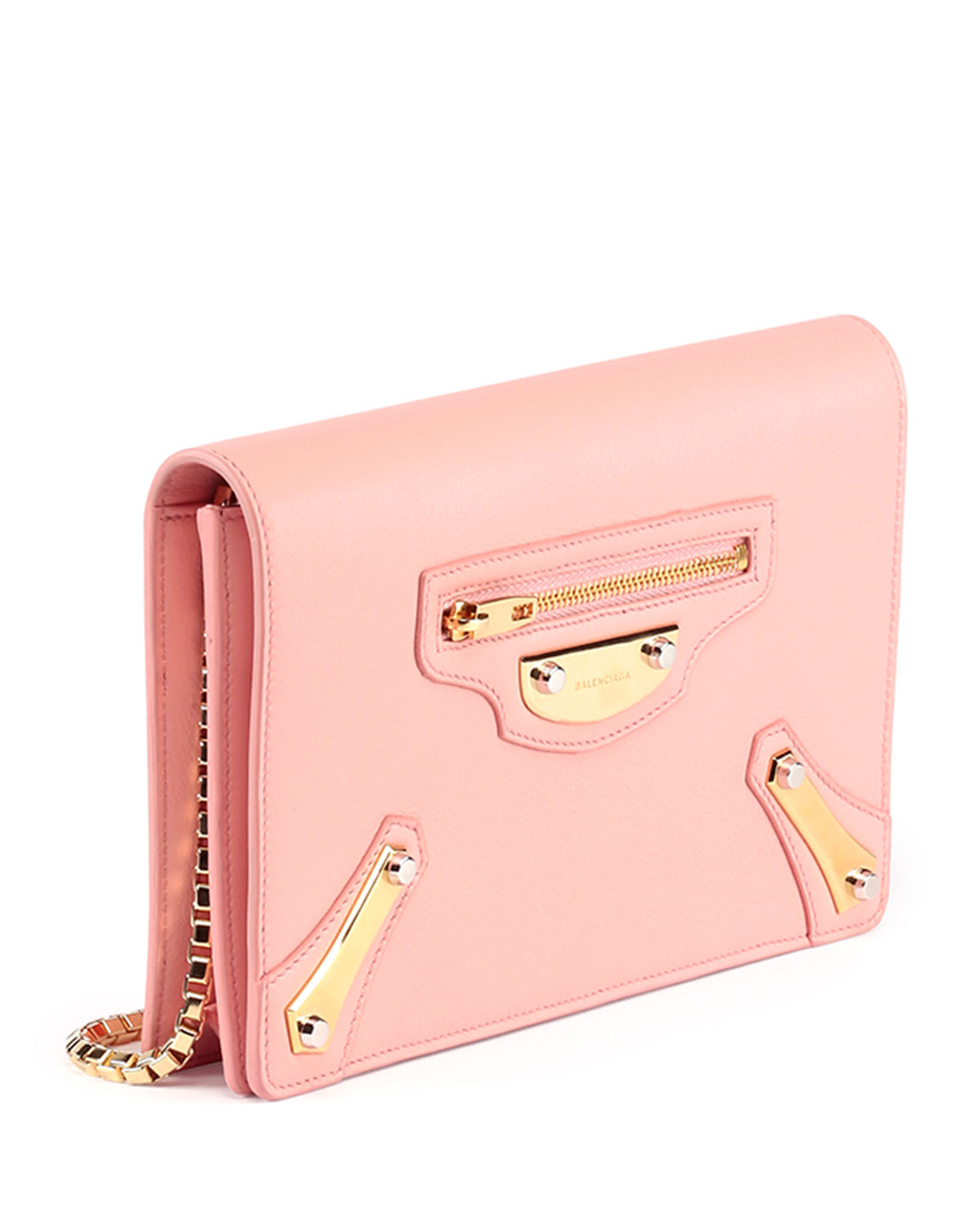 Leather Chain Wallet, Rose