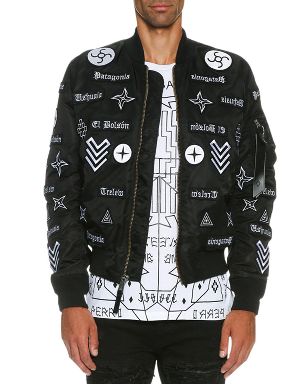 Roldan Alpha MA-1 Mirrored-Patch Bomber Jacket, Black