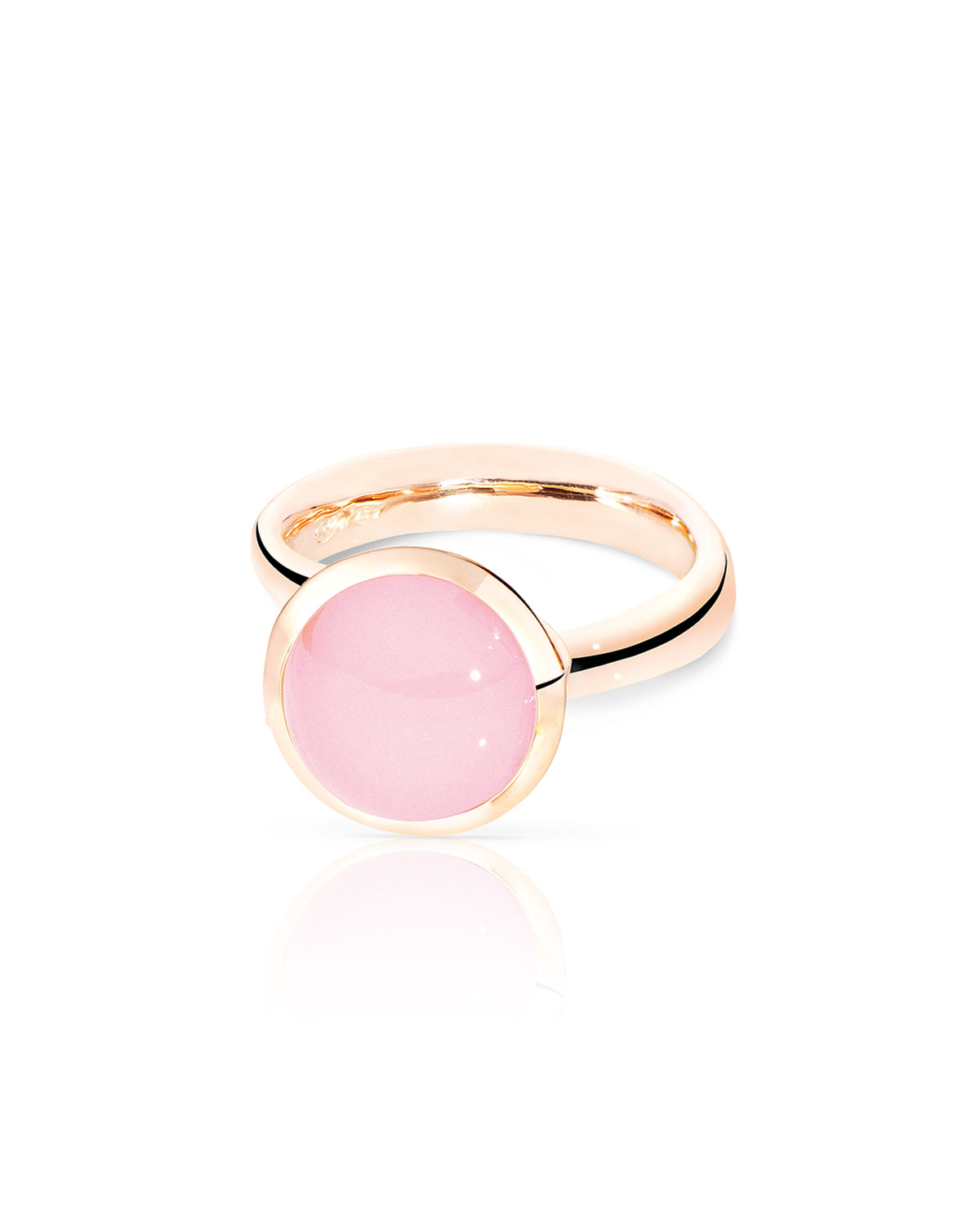 Large Bouton Pink Chalcedony Cabochon Ring, Size 7/54