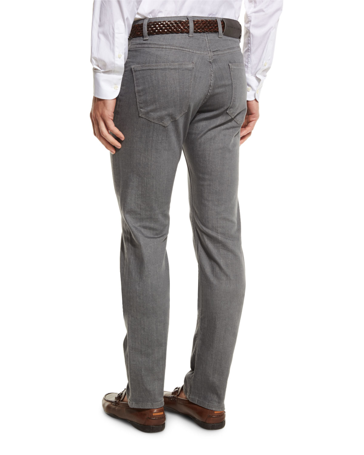 Chrome-Wash Denim Jeans, Argento