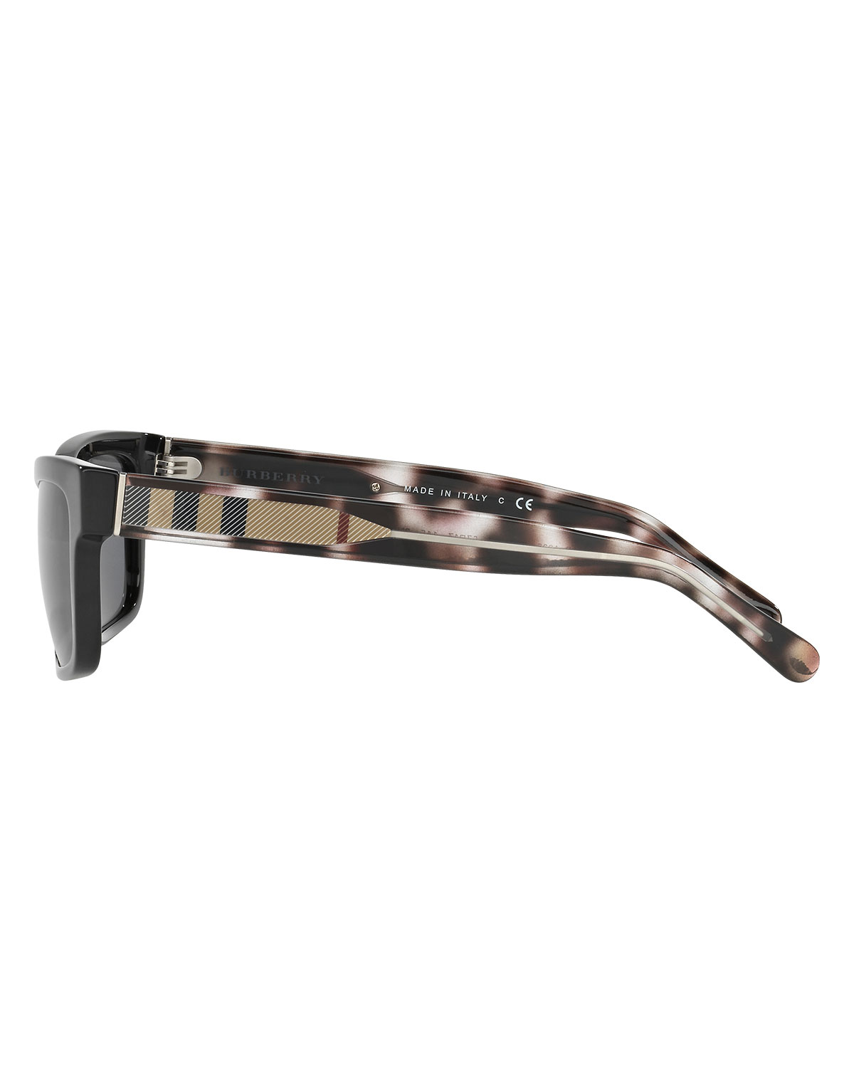 Men's Acoustic Core Check-Temple Rectangular Sunglasses