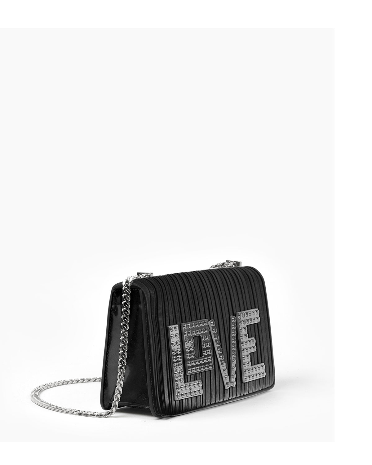 Mini Janis Love Pleated Crossbody Bag, Black