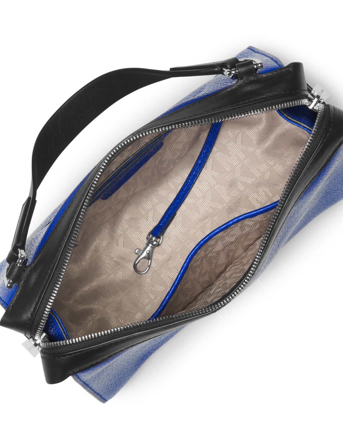 Ingrid Medium Leather Shoulder Bag, Electric Blue/Black