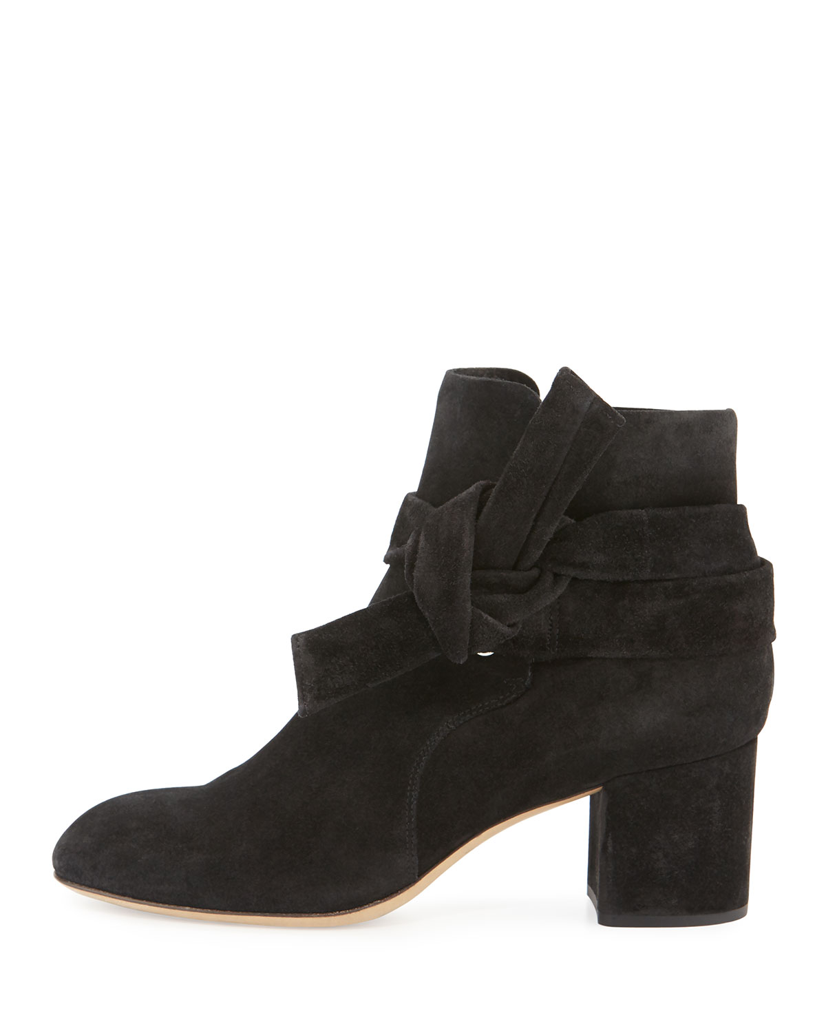 Dalia Suede Ankle-Tie Bootie, Black