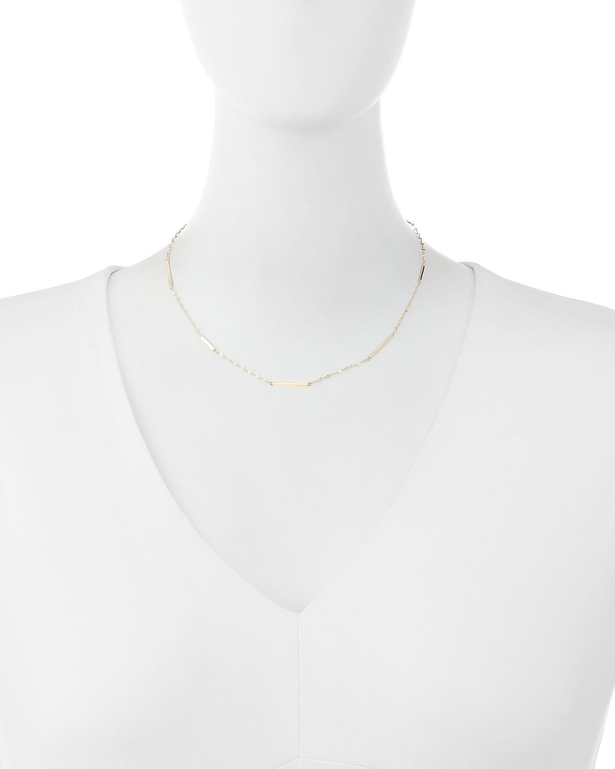 14K Gold Short Bar Station Necklace