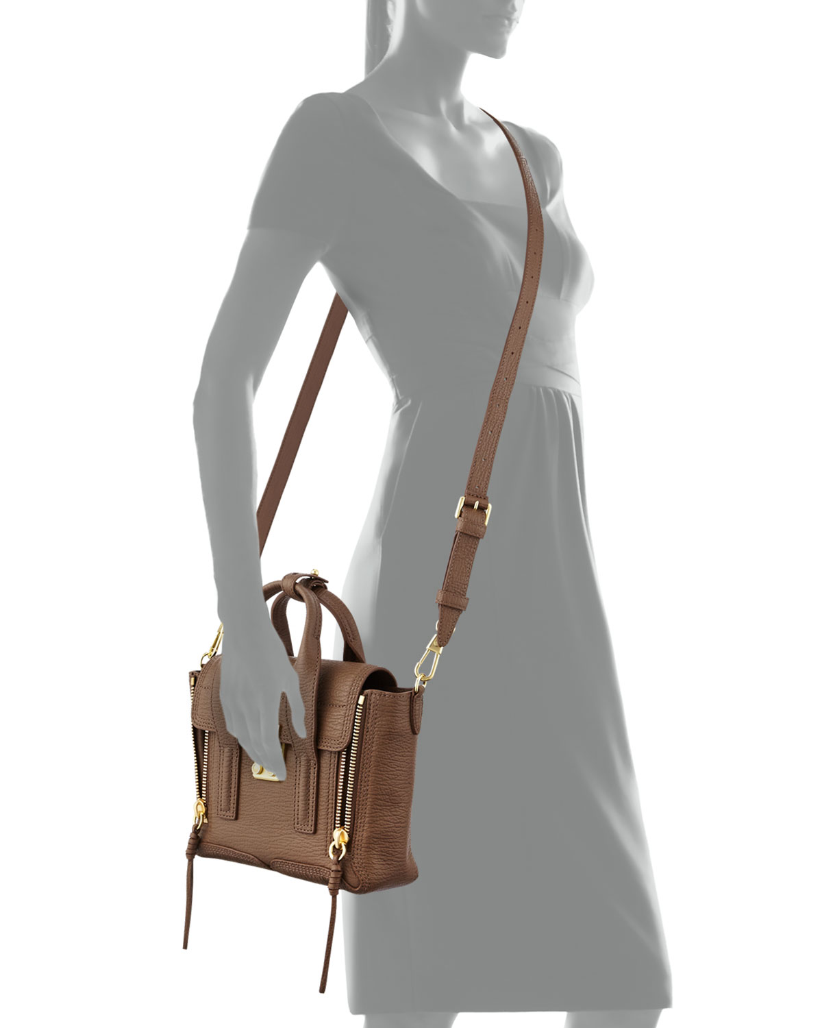 Pashli Mini Leather Satchel, Taupe