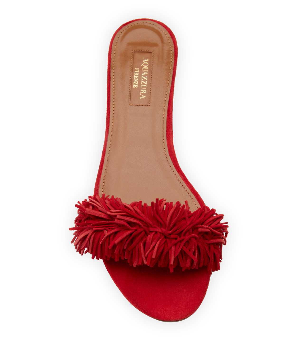 Wild Thing Suede Flat Slide Sandal, Red