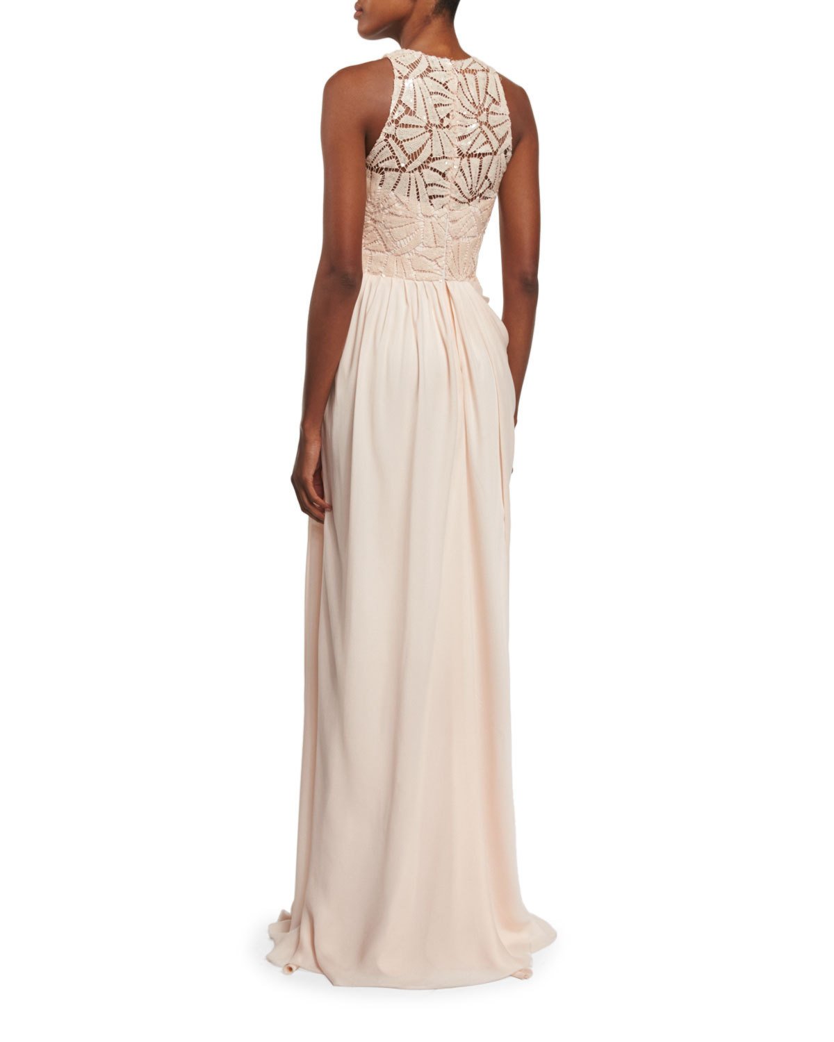 Sleeveless Embellished-Bodice Gown, Blush