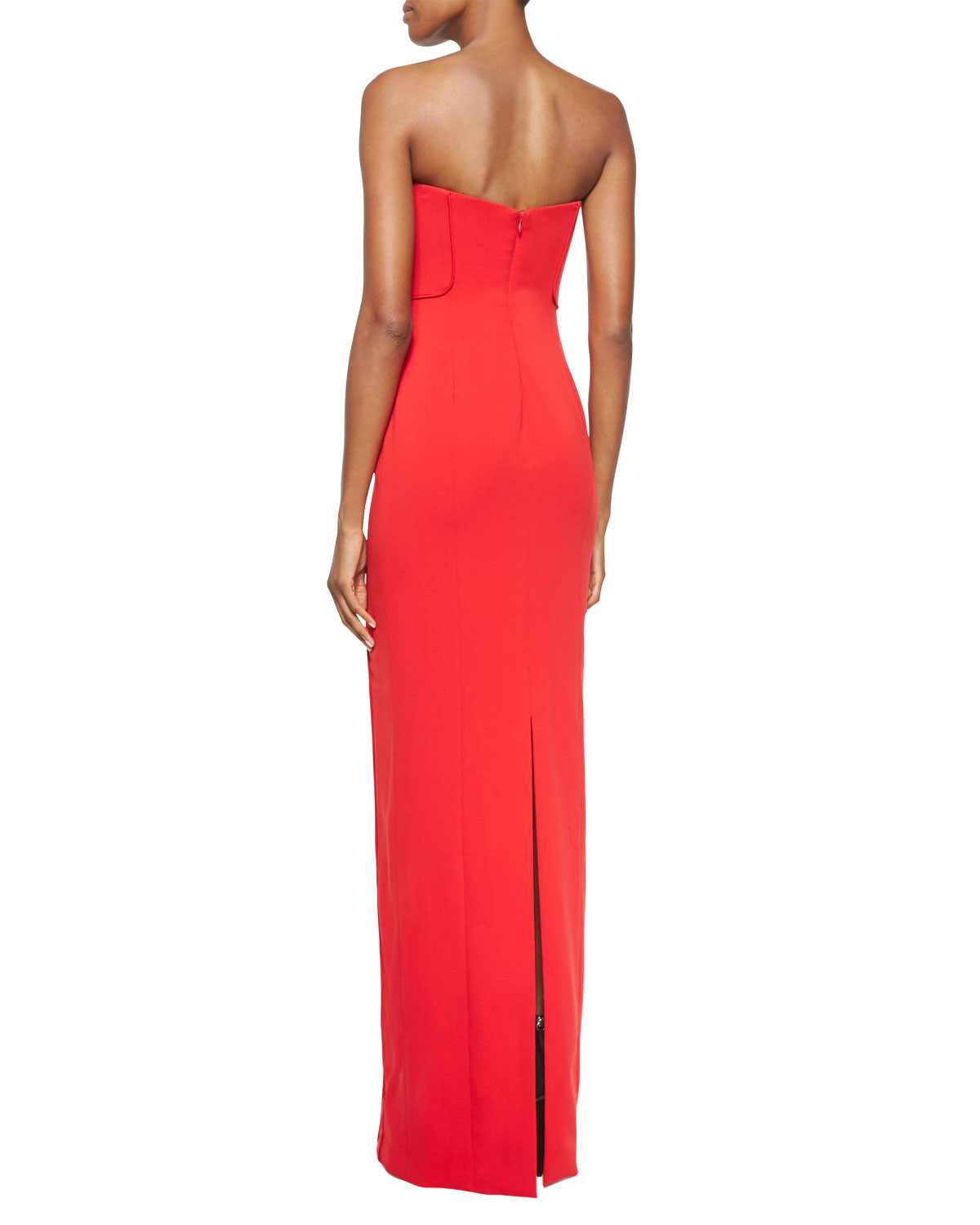 Strapless Sweetheart-Neck Gown, Red