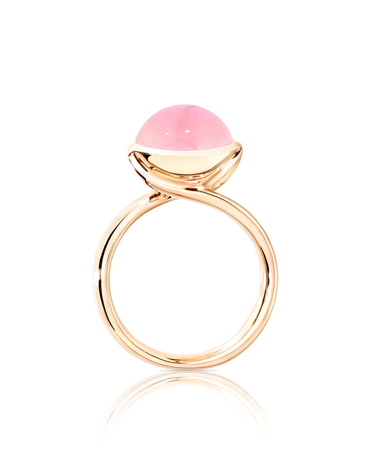 Large Bouton Pink Chalcedony Cabochon Ring, Size 7/54