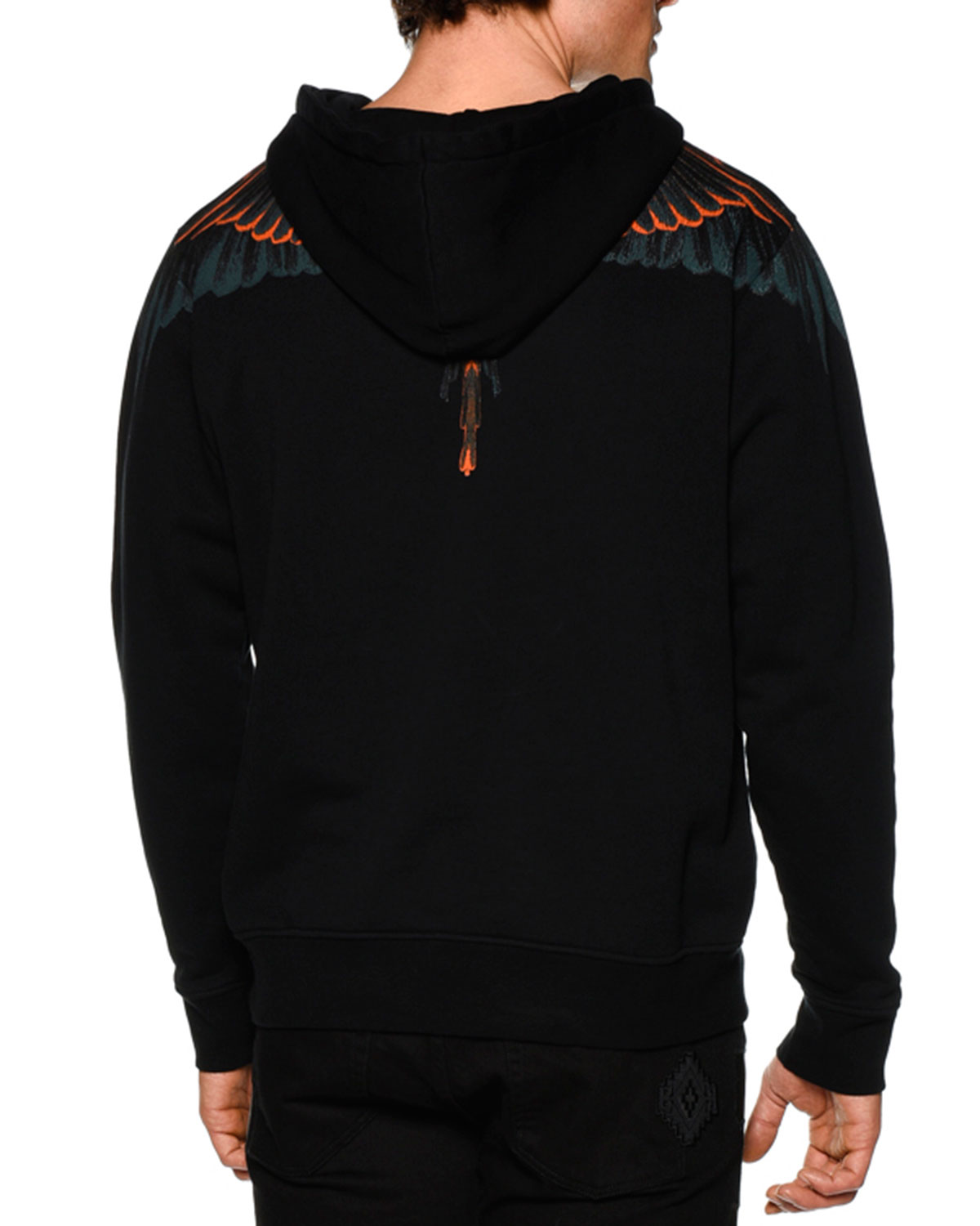 Feather-Print Hooded Sweatshirt, Black Multi