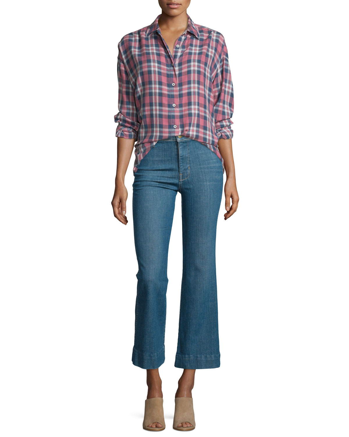The Sea Crop Flare-Leg Jeans, Clear Water Wash