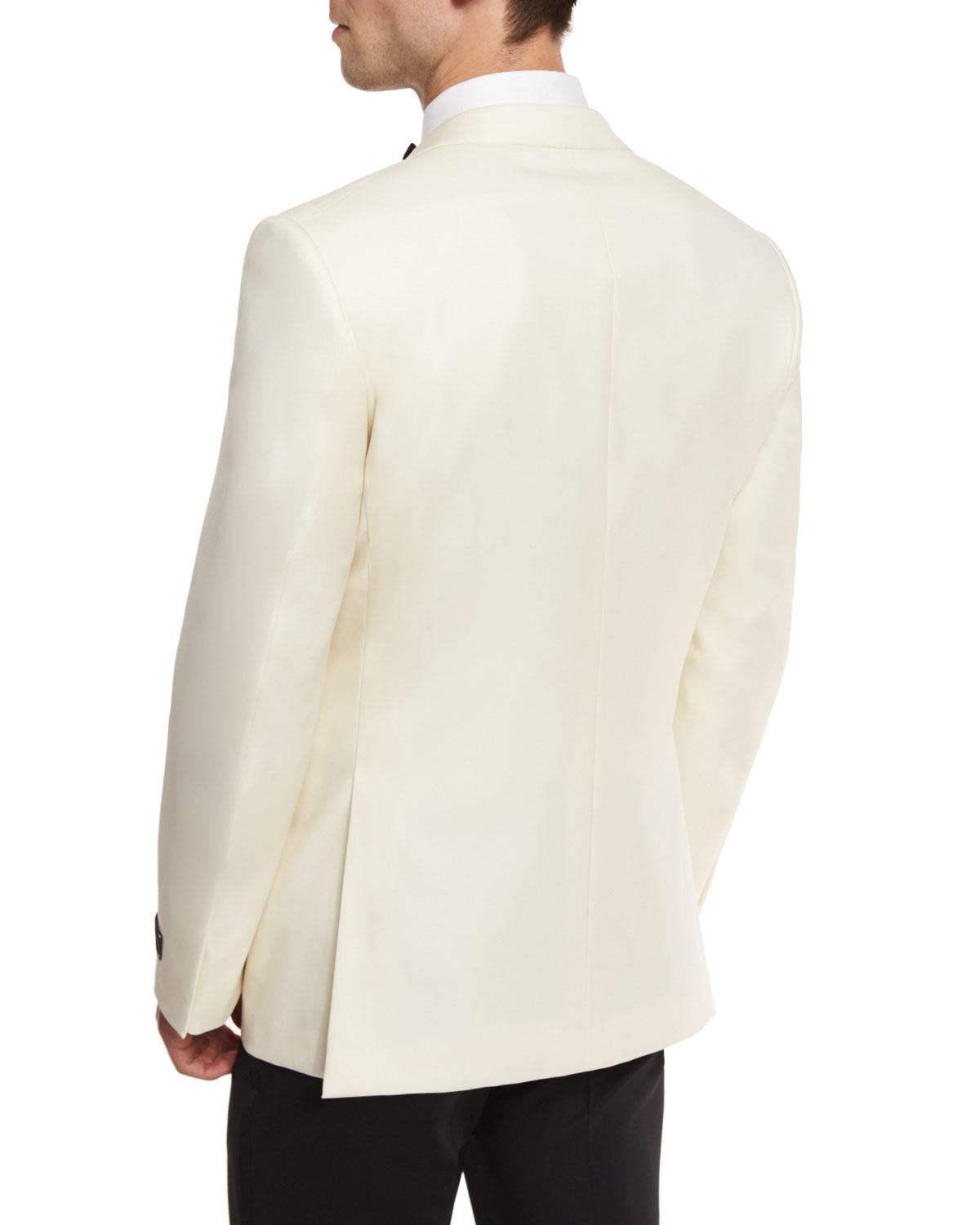 Satin-Lapel One-Button Dinner Jacket, White