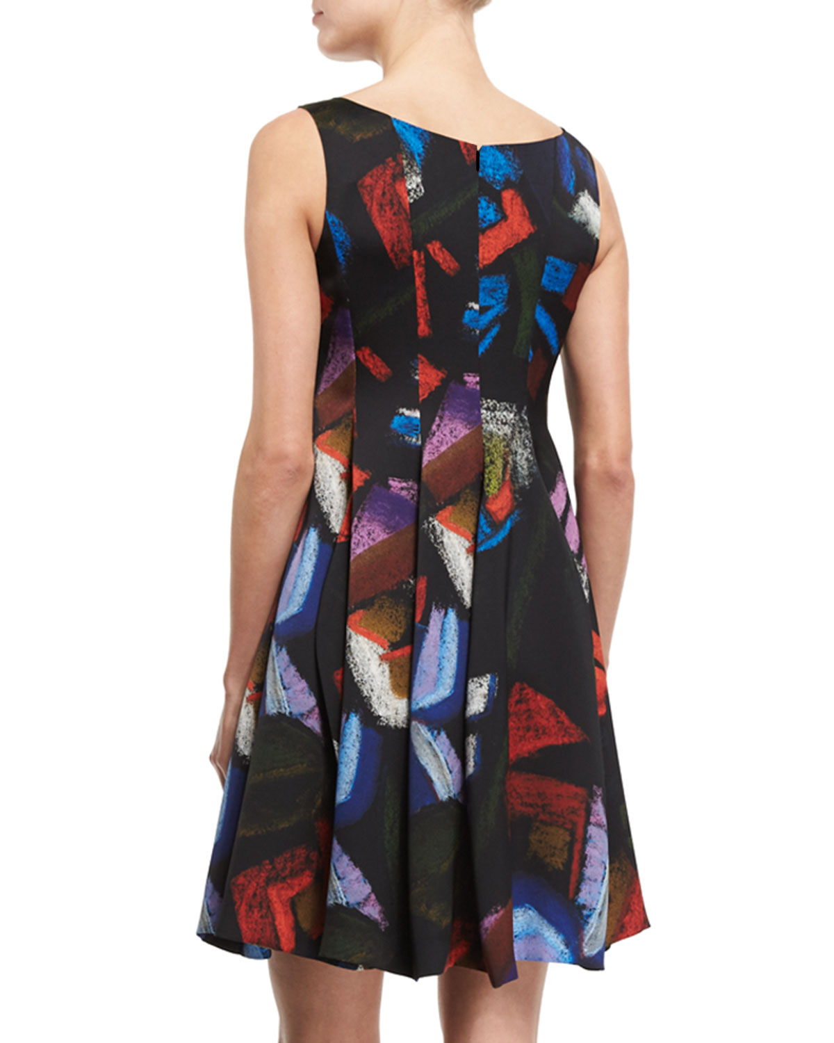 Sleeveless Printed Envers Fit-&-Flare Dress